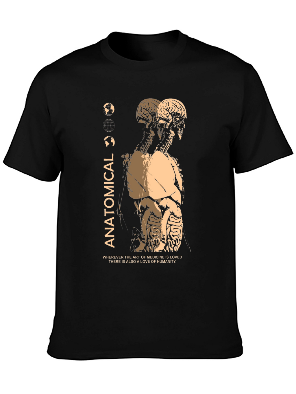 Anatomical Black T-Shirt: Medical Art