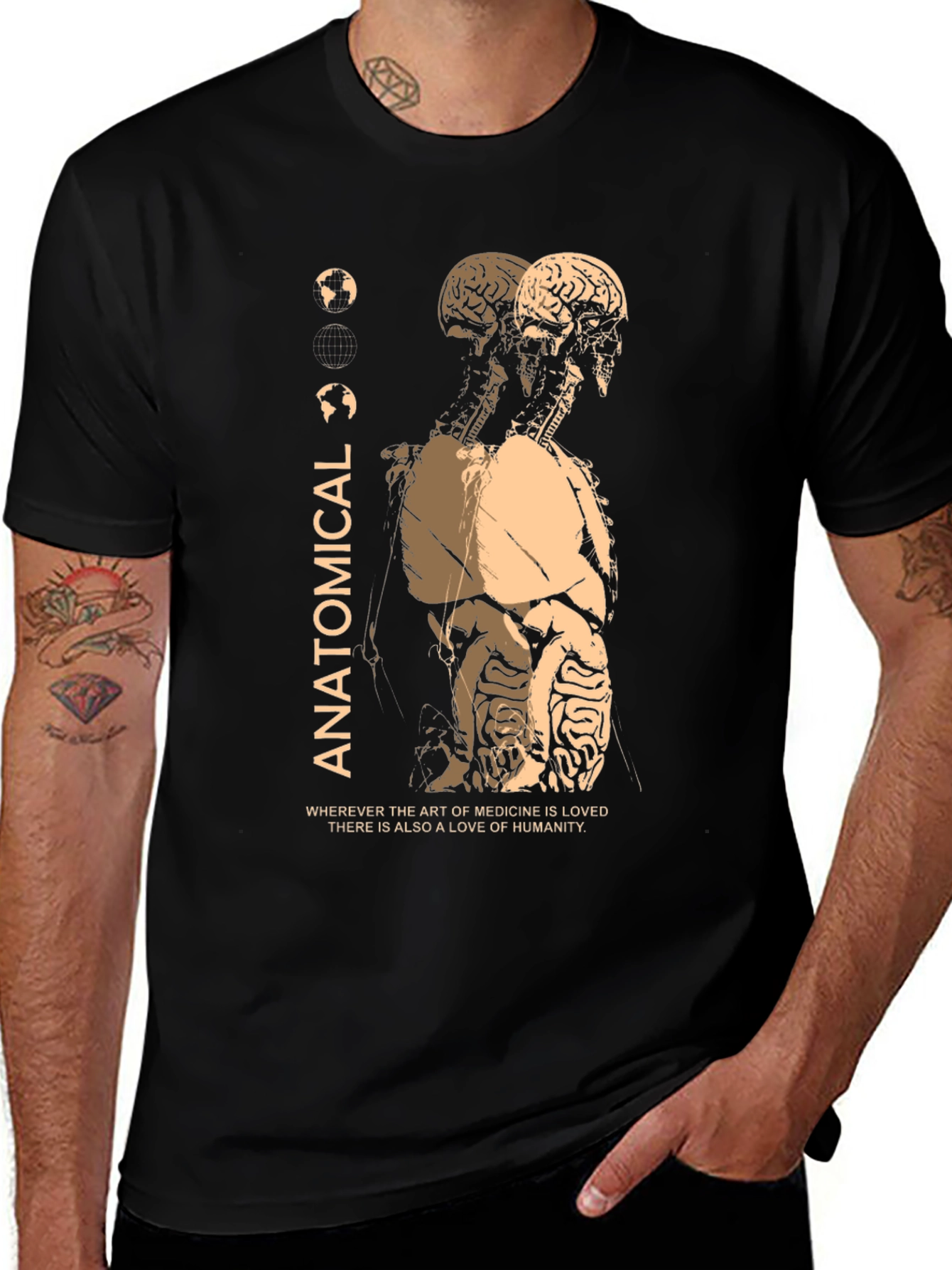 Anatomical Black T-Shirt: Medical Art