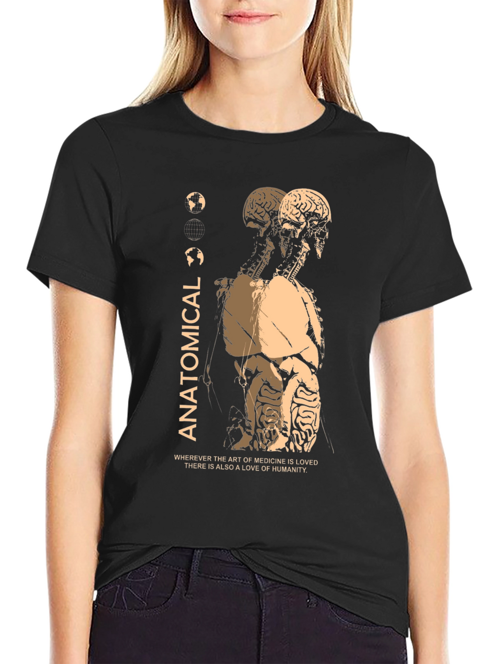 Anatomical Black T-Shirt: Medical Art