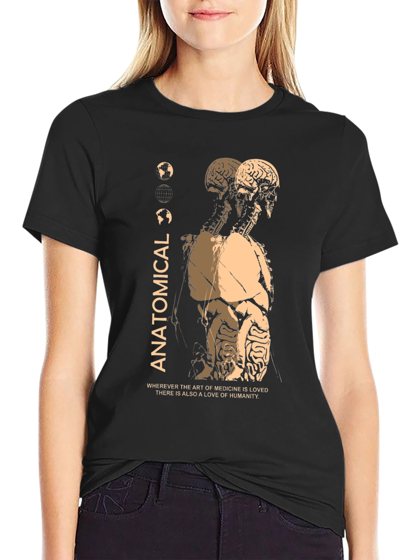 Anatomical Black T-Shirt: Medical Art
