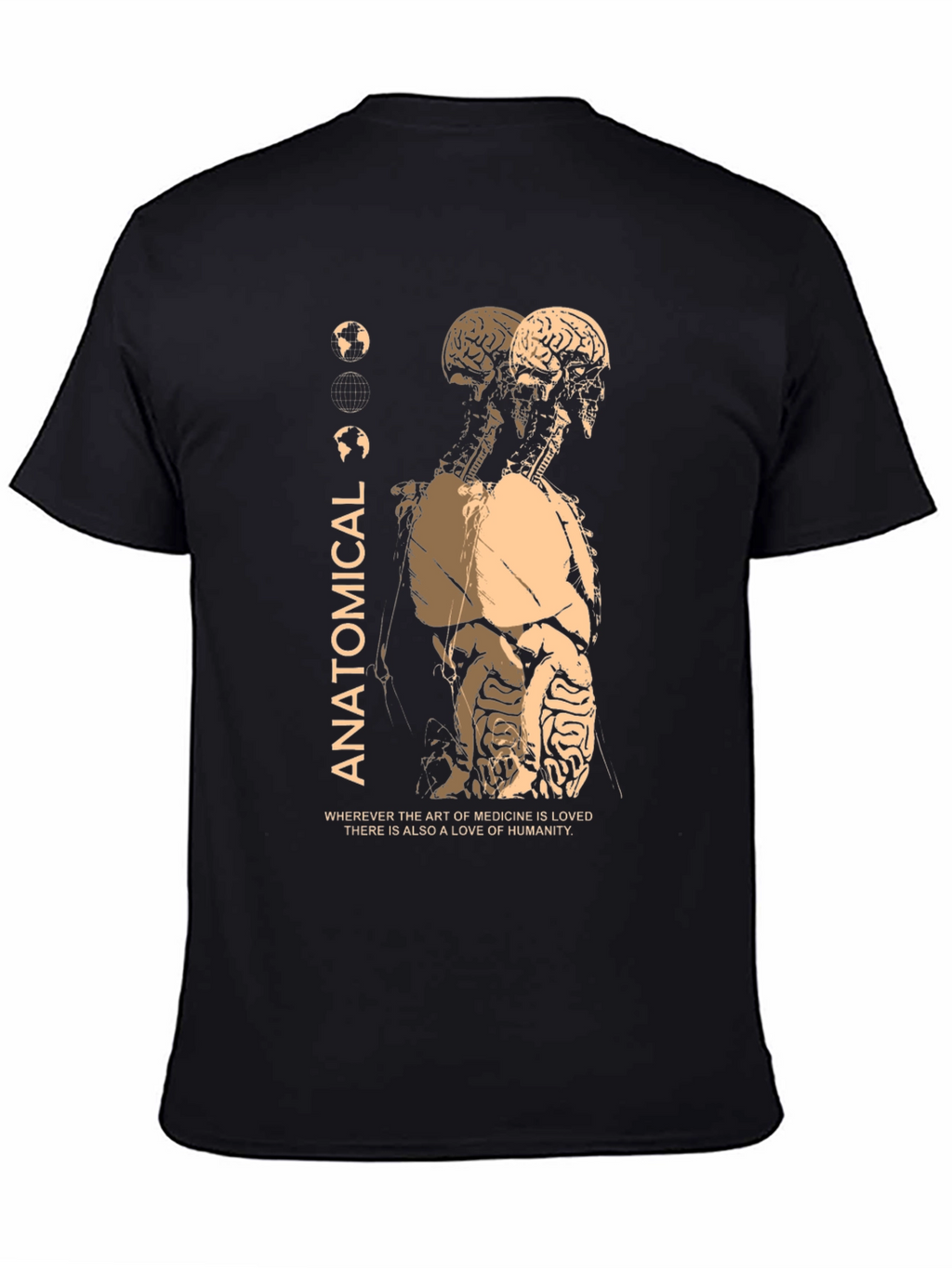 Anatomical Black T-Shirt: Medical Art