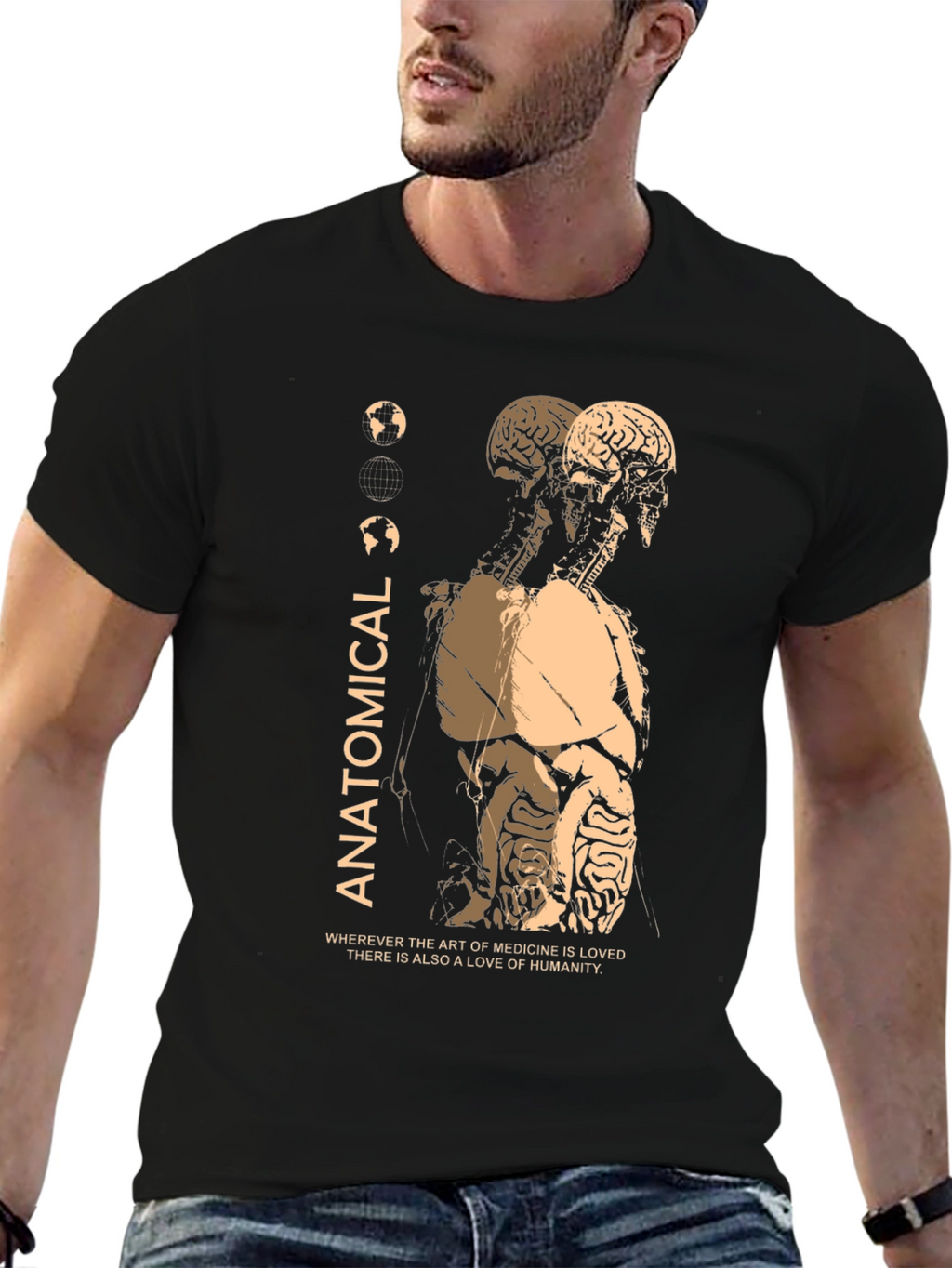 Anatomical Black T-Shirt: Medical Art