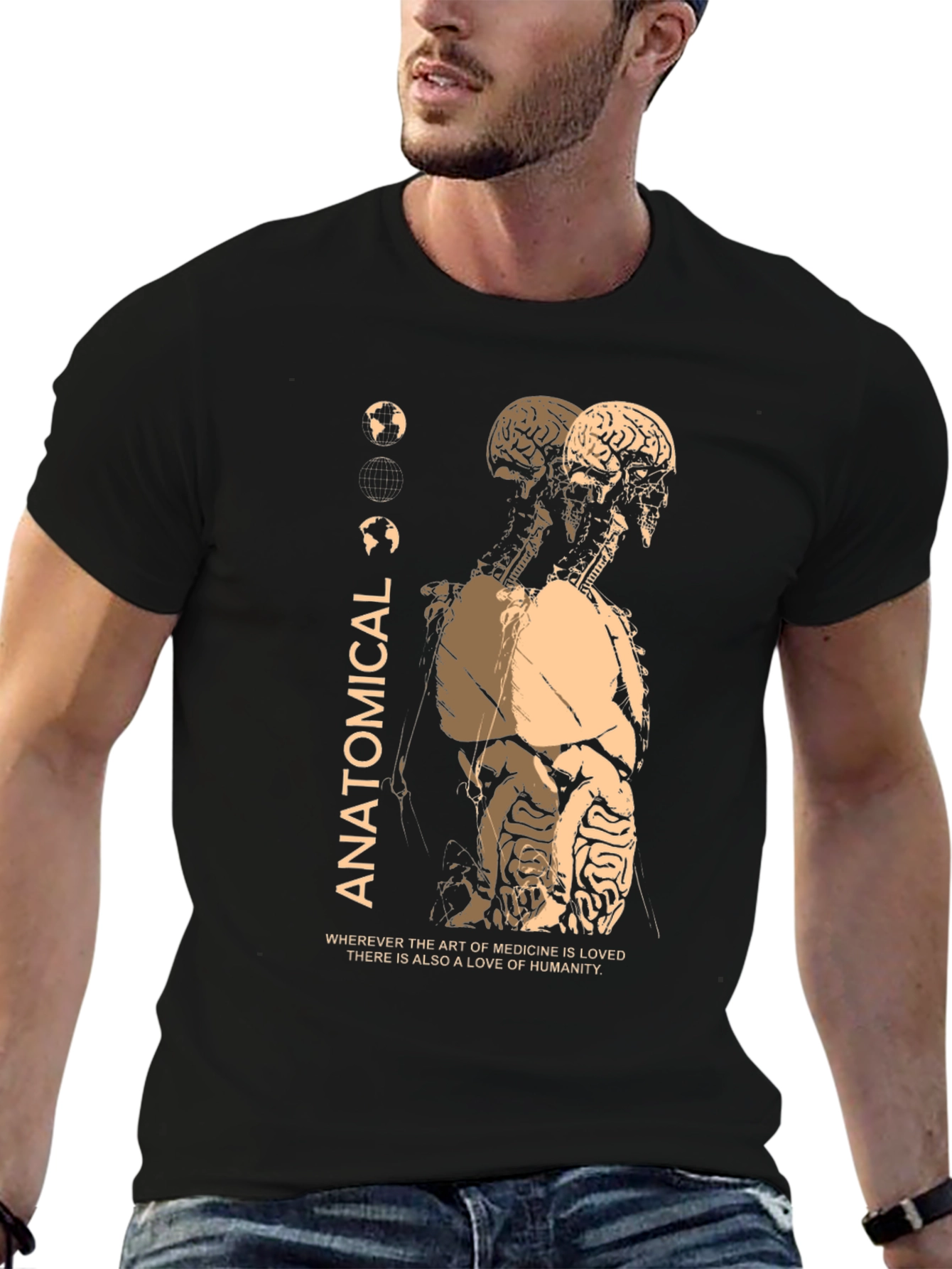 Anatomical Black T-Shirt: Medical Art