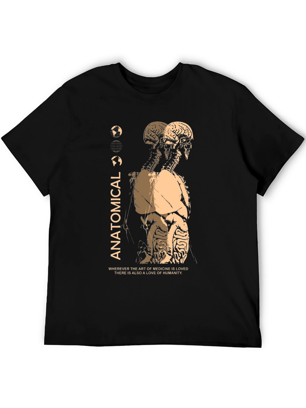 Anatomical Black T-Shirt: Medical Art