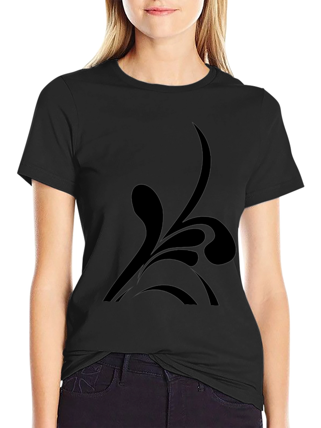 Black T-Shirt with Abstract Design
