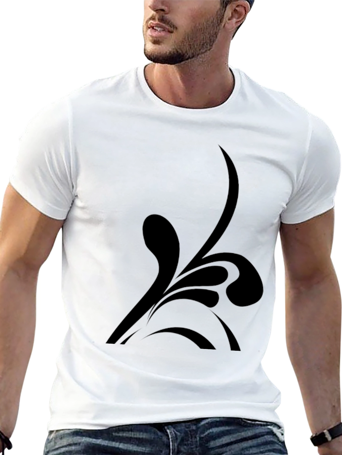 Black T-Shirt with Abstract Design
