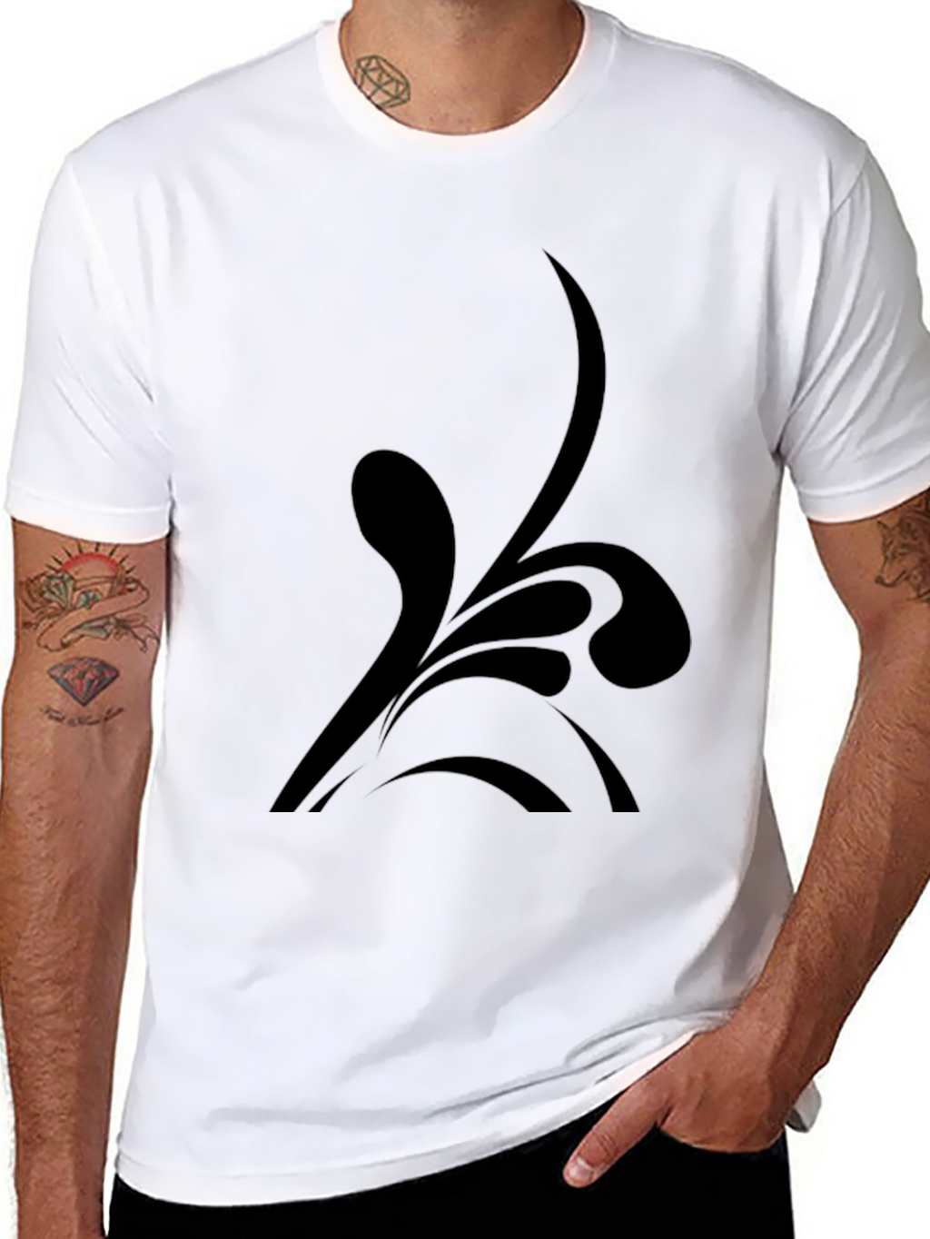 Black T-Shirt with Abstract Design