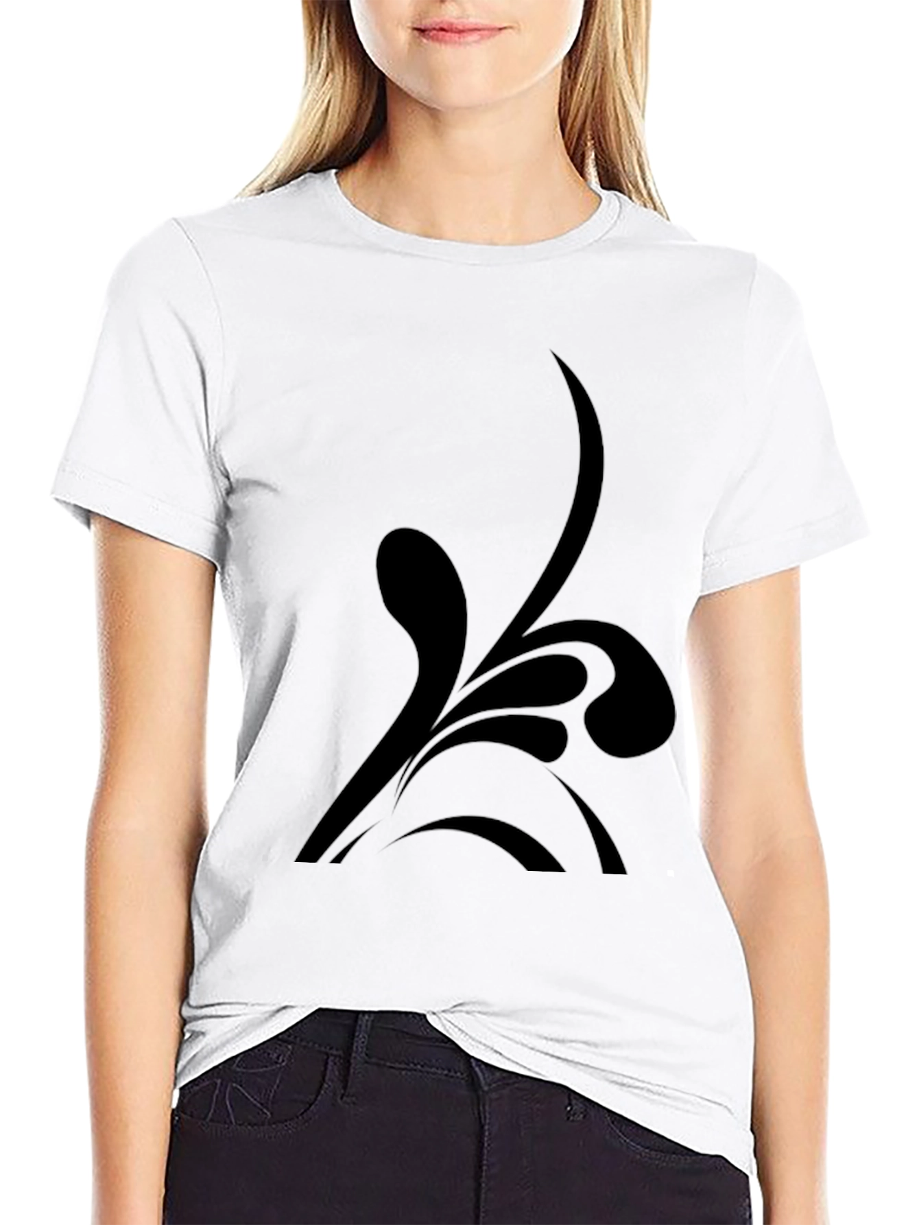 Black T-Shirt with Abstract Design