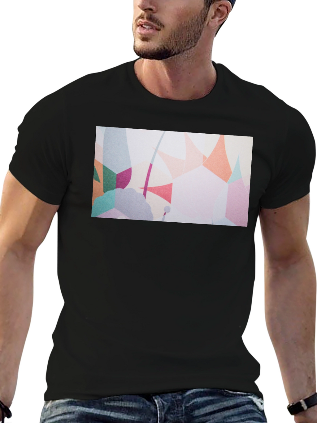 Abstract Art Print Black T-Shirt