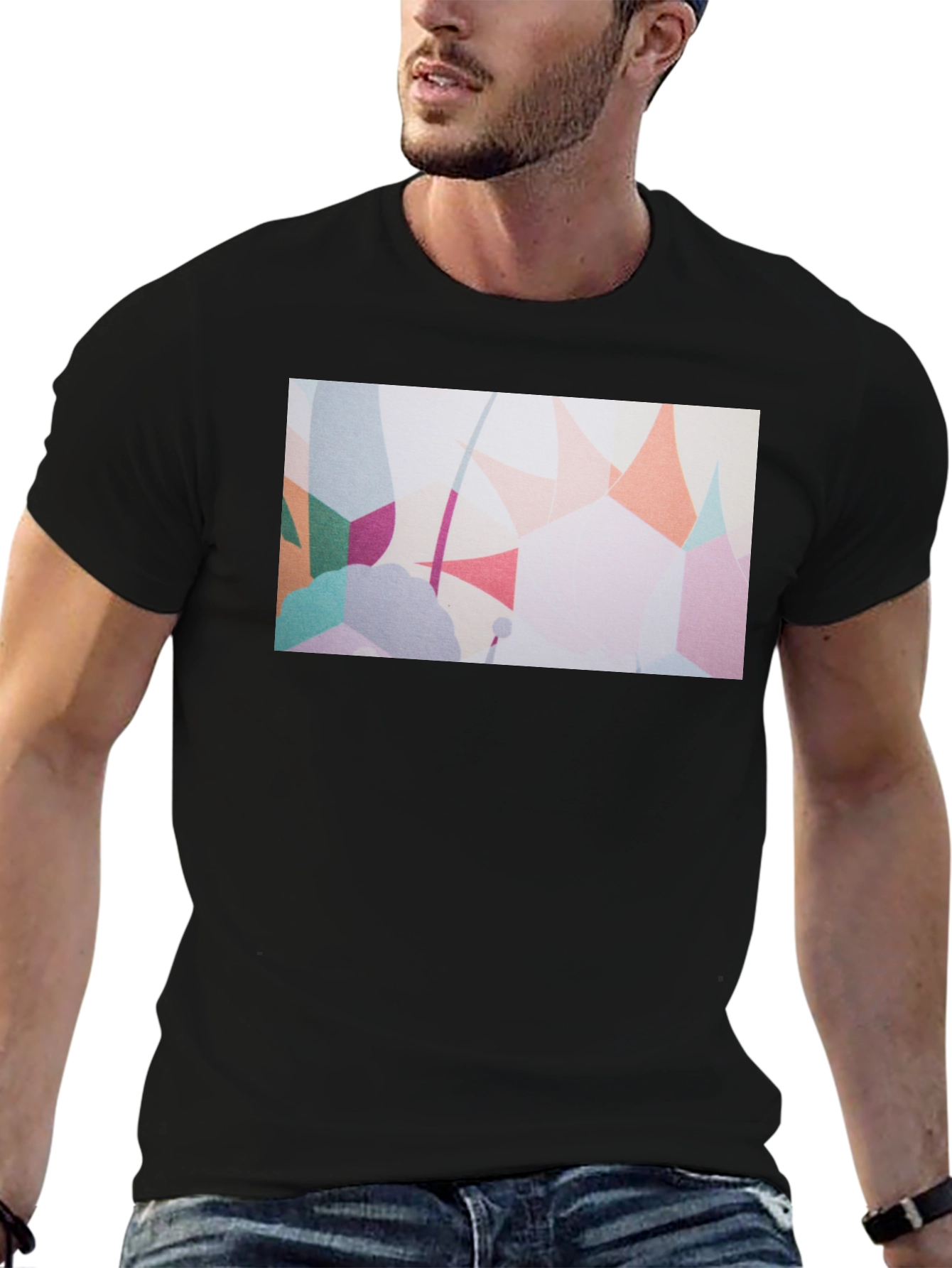 Abstract Art Print Black T-Shirt