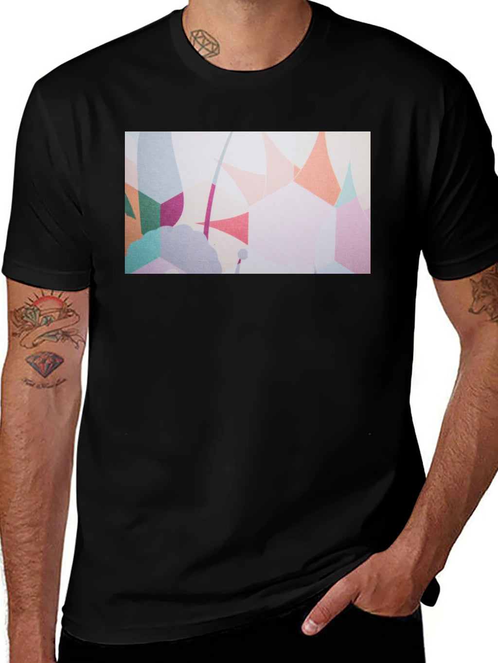 Abstract Art Print Black T-Shirt