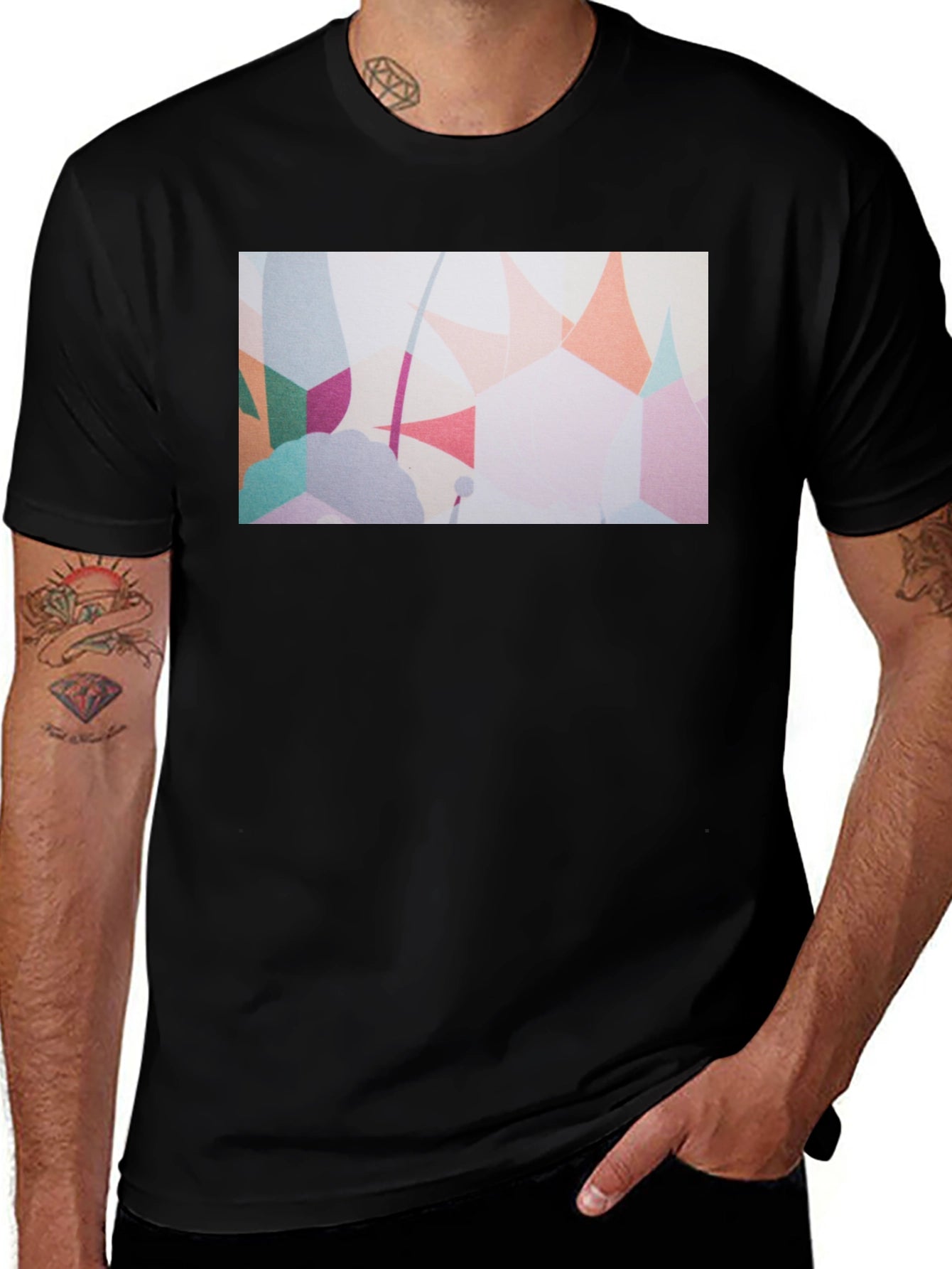 Abstract Art Print Black T-Shirt