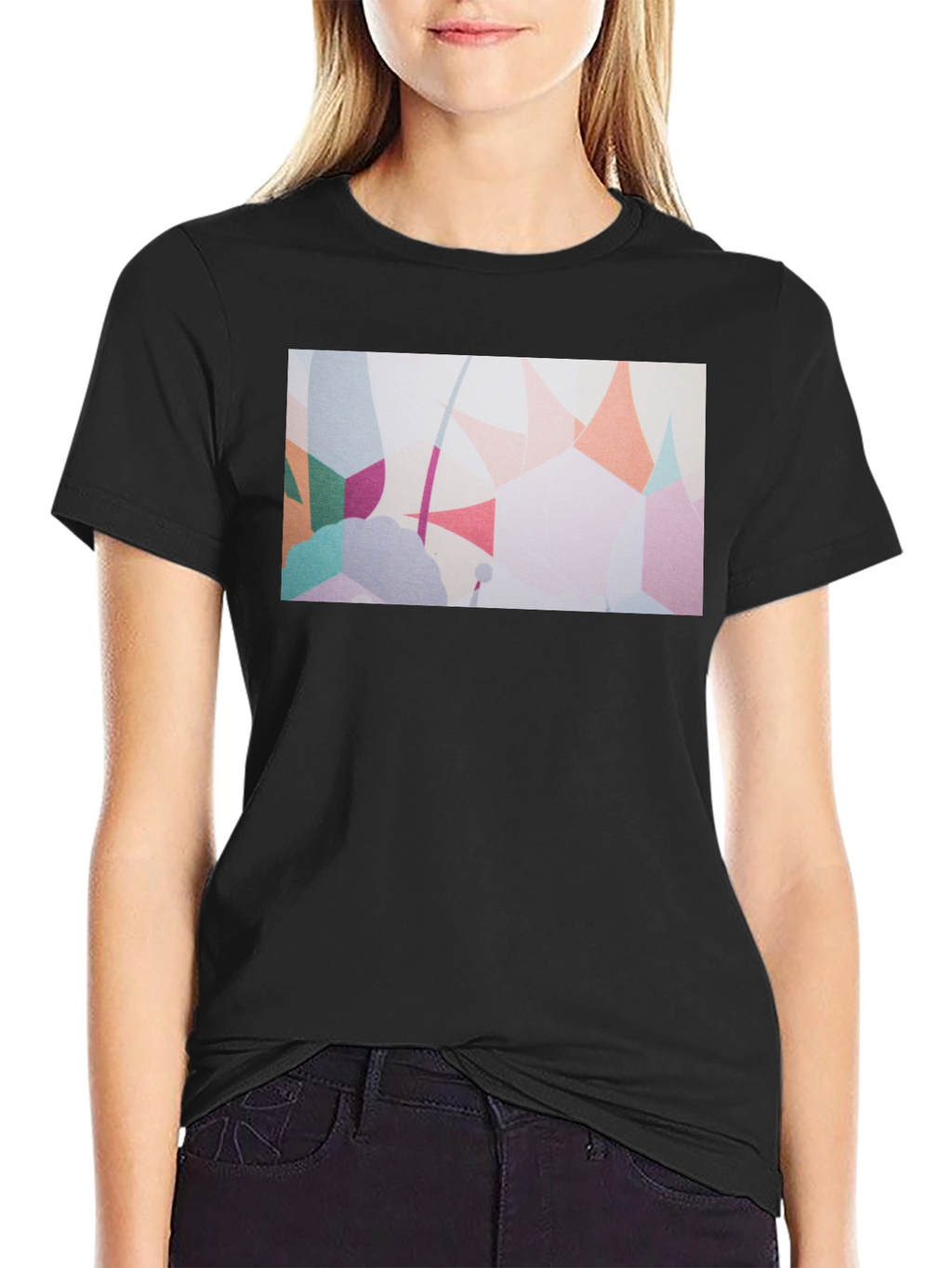 Abstract Art Print Black T-Shirt