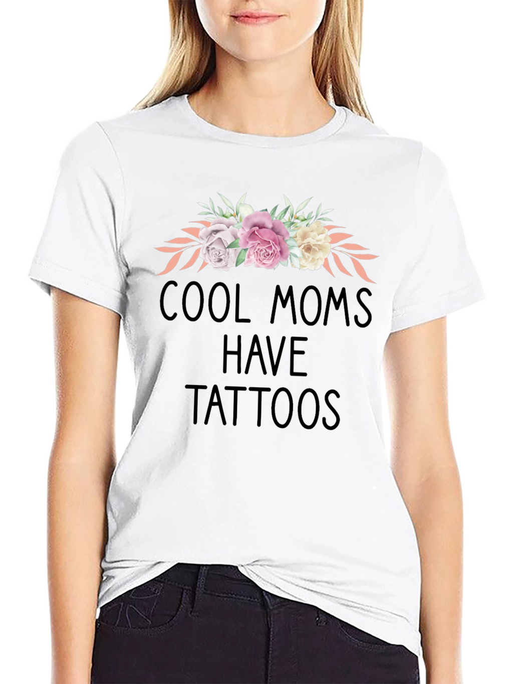Cool Moms Have Tattoos Floral Graphic Tee