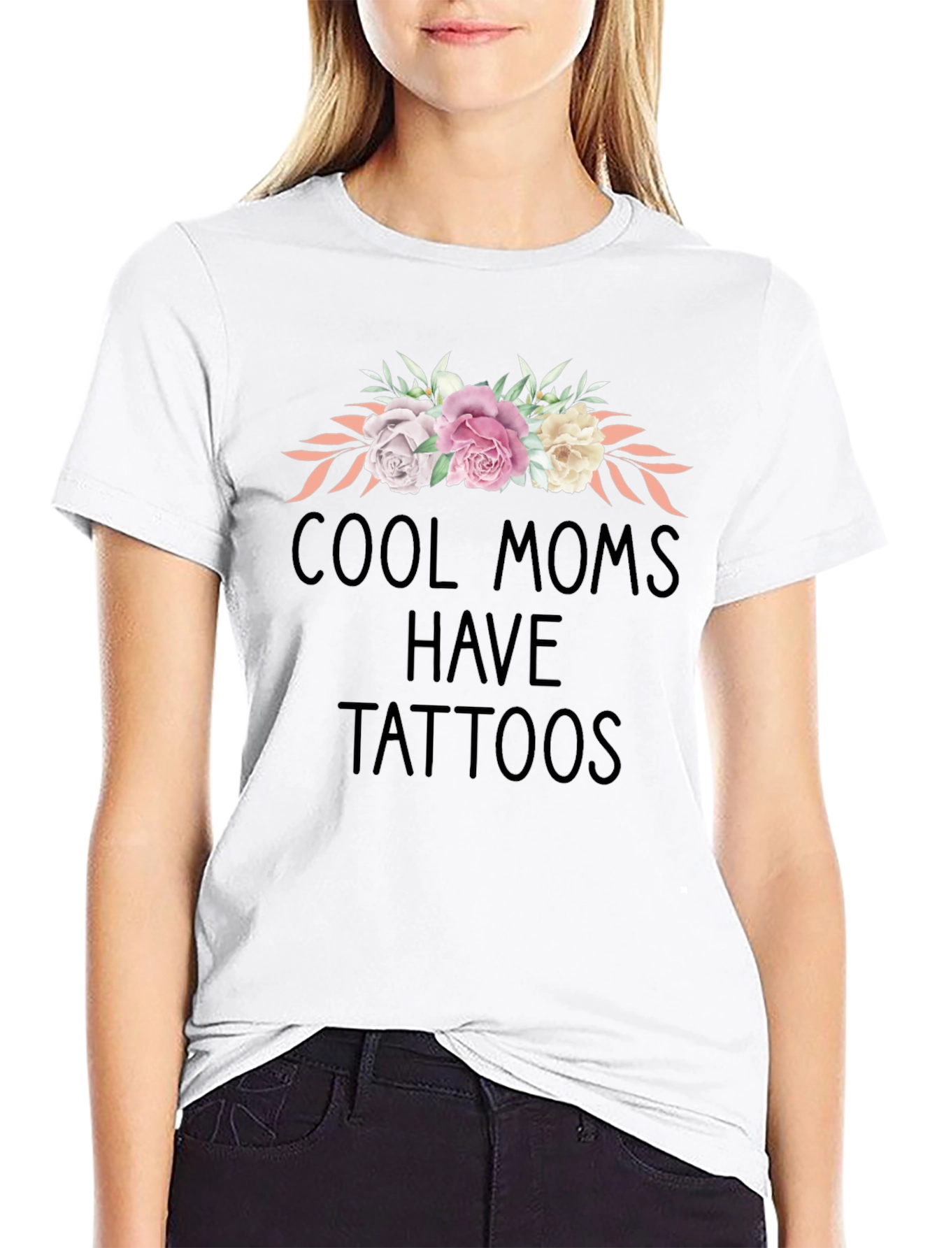 Cool Moms Have Tattoos Floral Graphic Tee