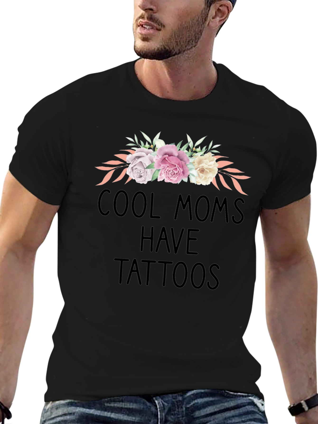Cool Moms Have Tattoos Floral Graphic Tee