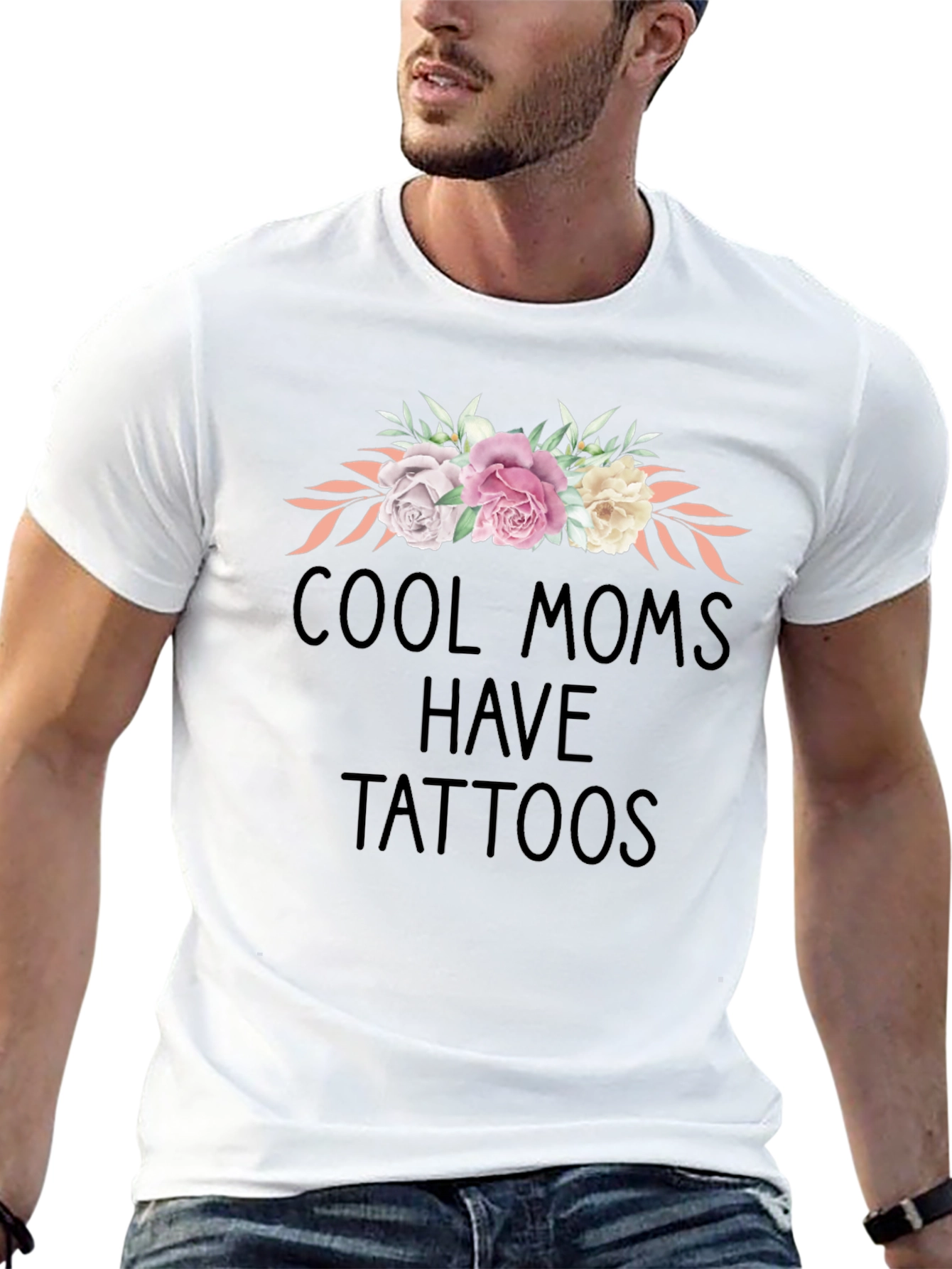 Cool Moms Have Tattoos Floral Graphic Tee