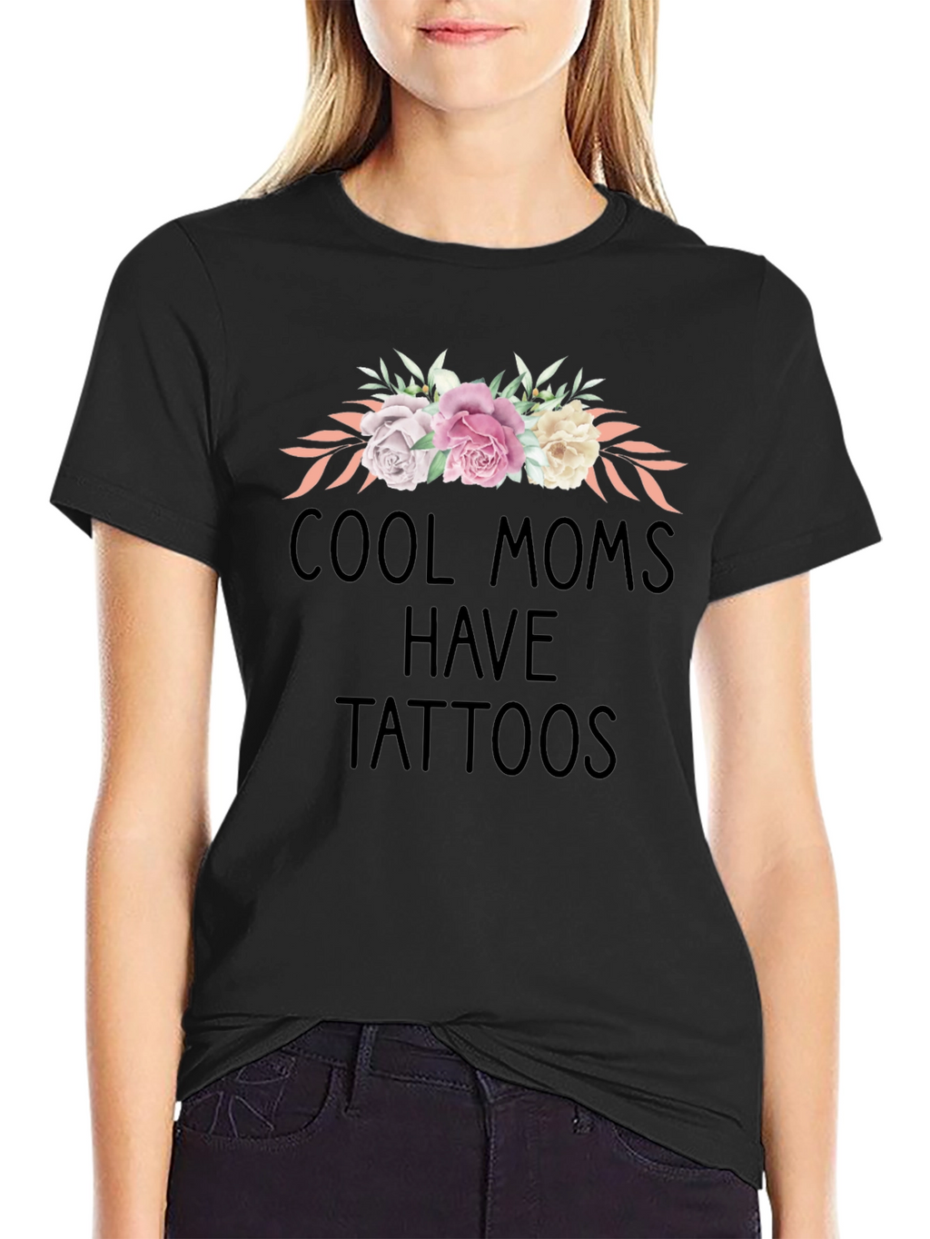 Cool Moms Have Tattoos Floral Graphic Tee