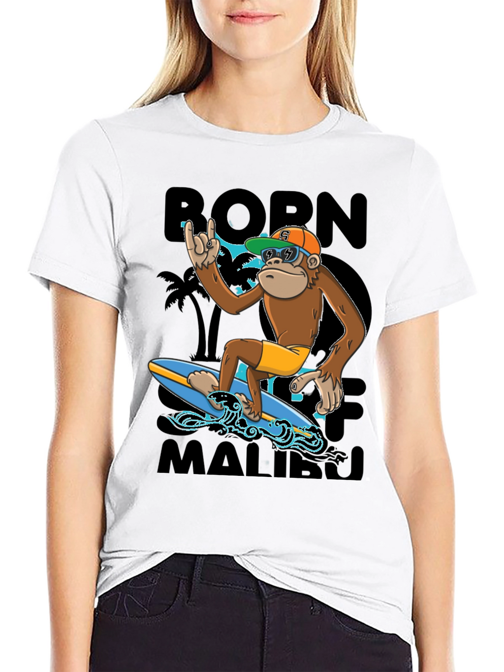 Born To Surf Malibu Monkey Graphic Tee