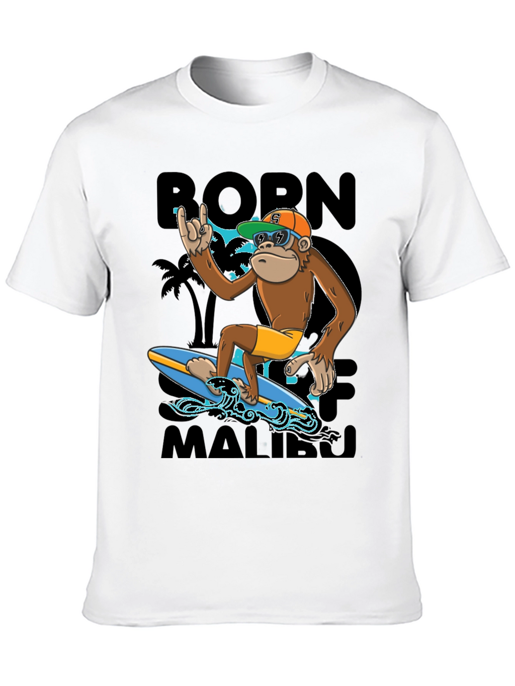 Born To Surf Malibu Monkey Graphic Tee