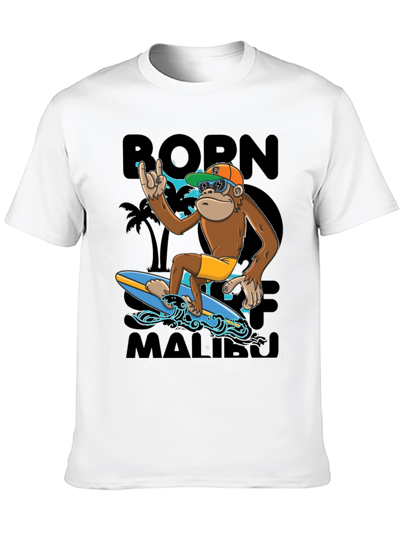 Born To Surf Malibu Monkey Graphic Tee