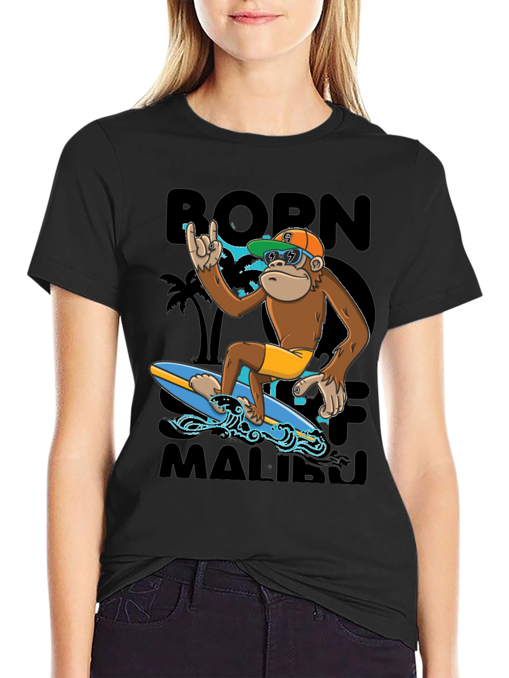 Born To Surf Malibu Monkey Graphic Tee