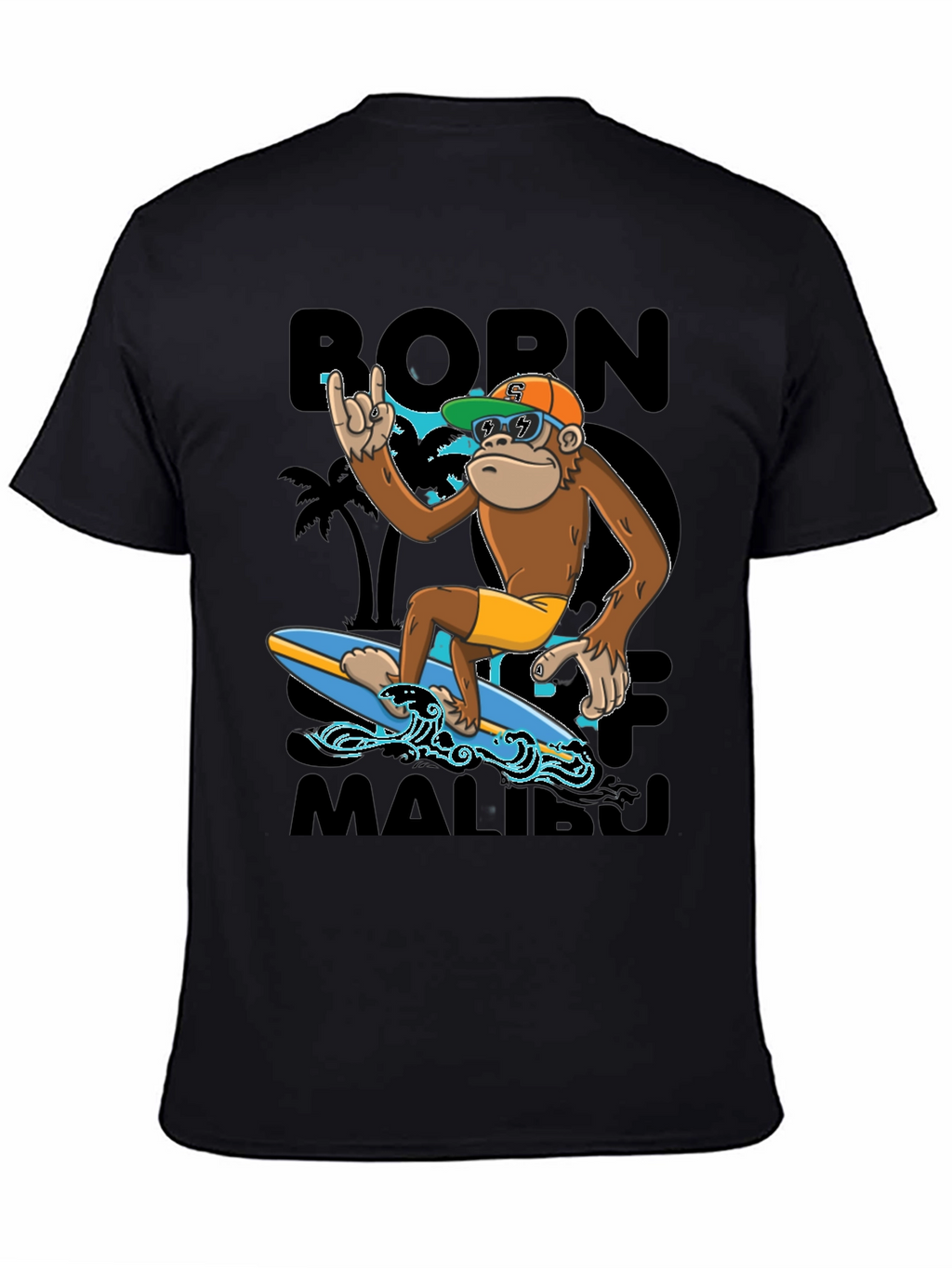 Born To Surf Malibu Monkey Graphic Tee