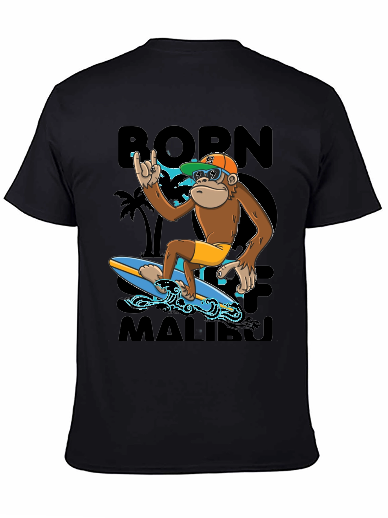 Born To Surf Malibu Monkey Graphic Tee