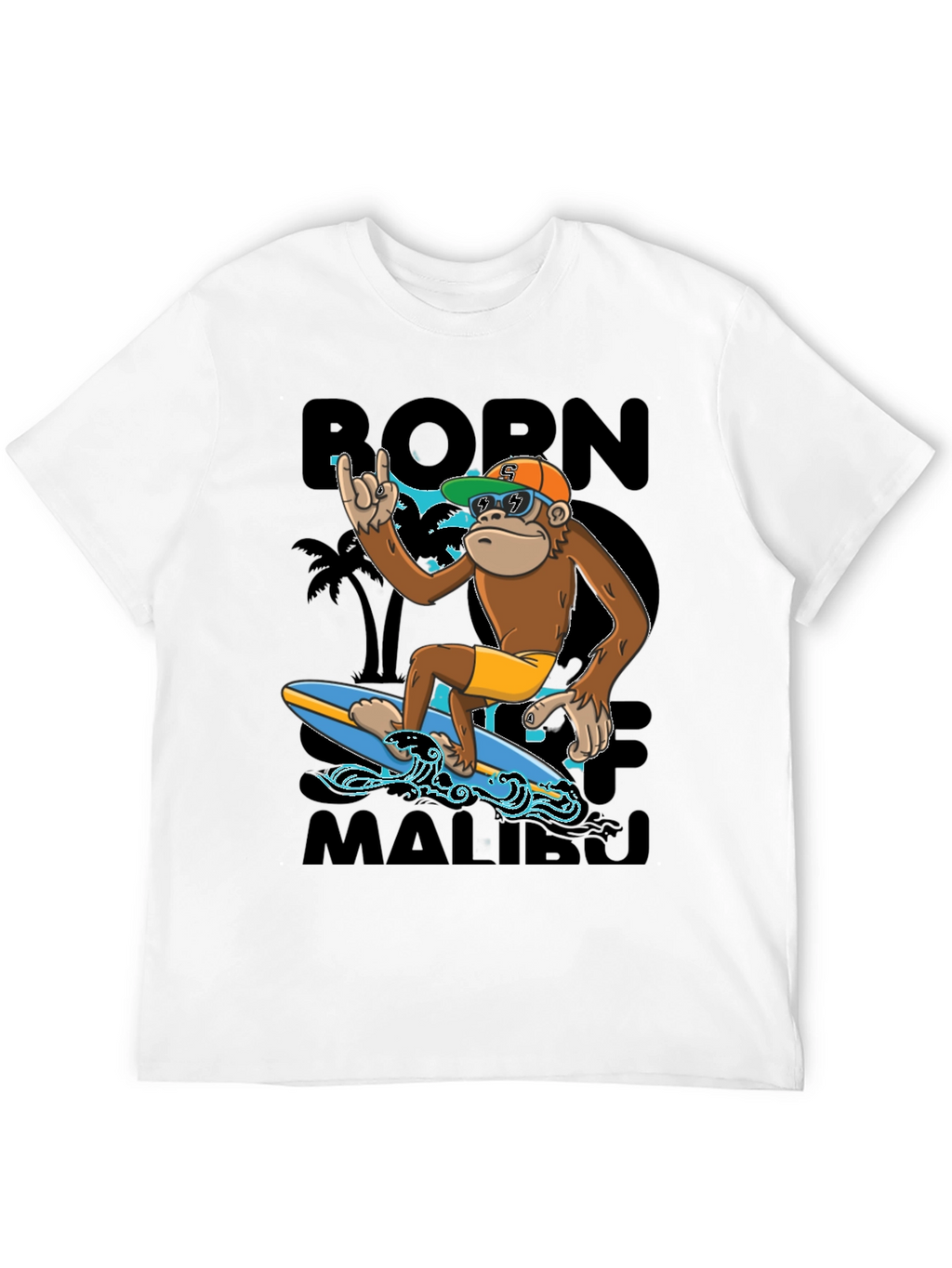 Born To Surf Malibu Monkey Graphic Tee