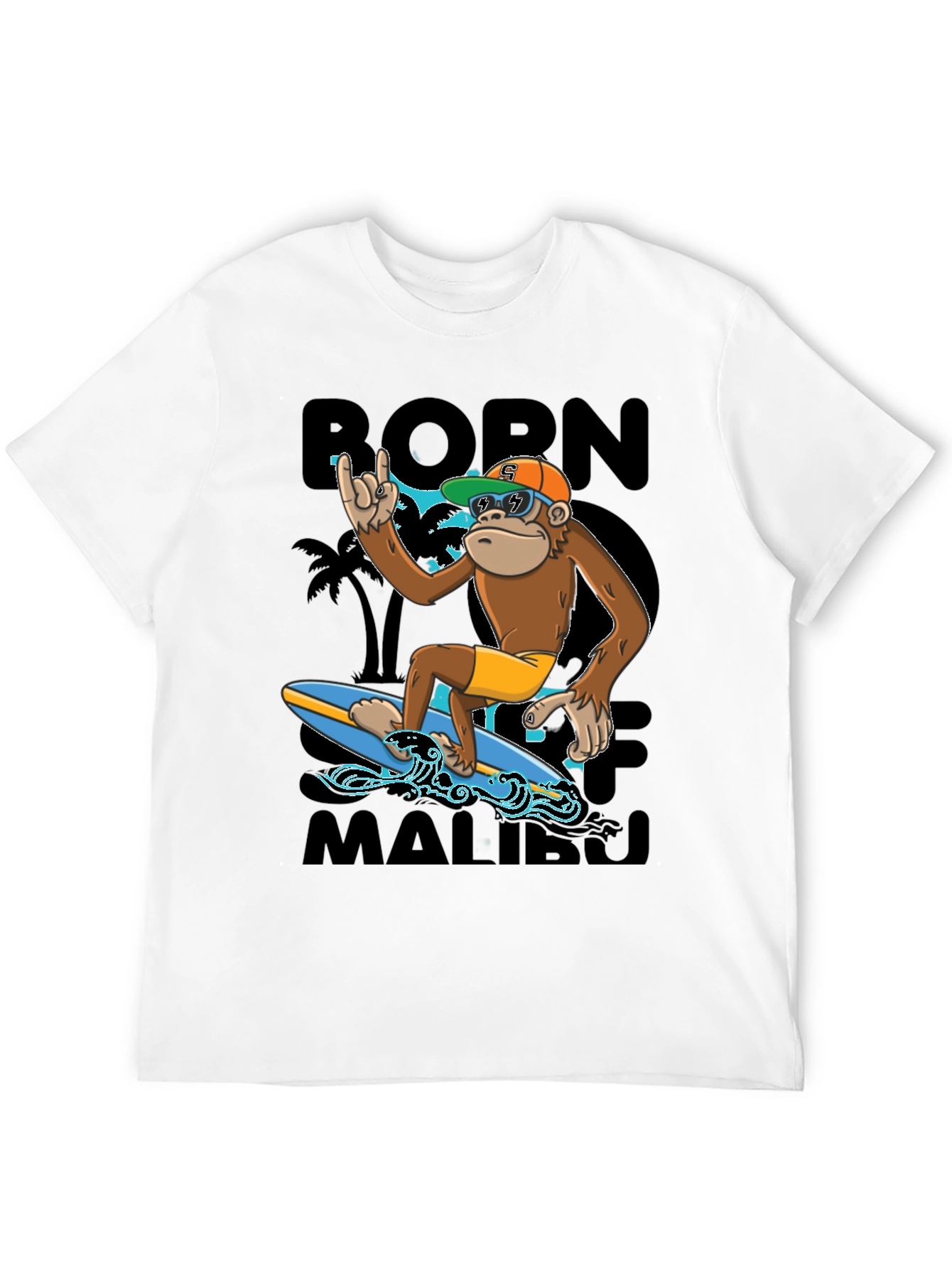 Born To Surf Malibu Monkey Graphic Tee