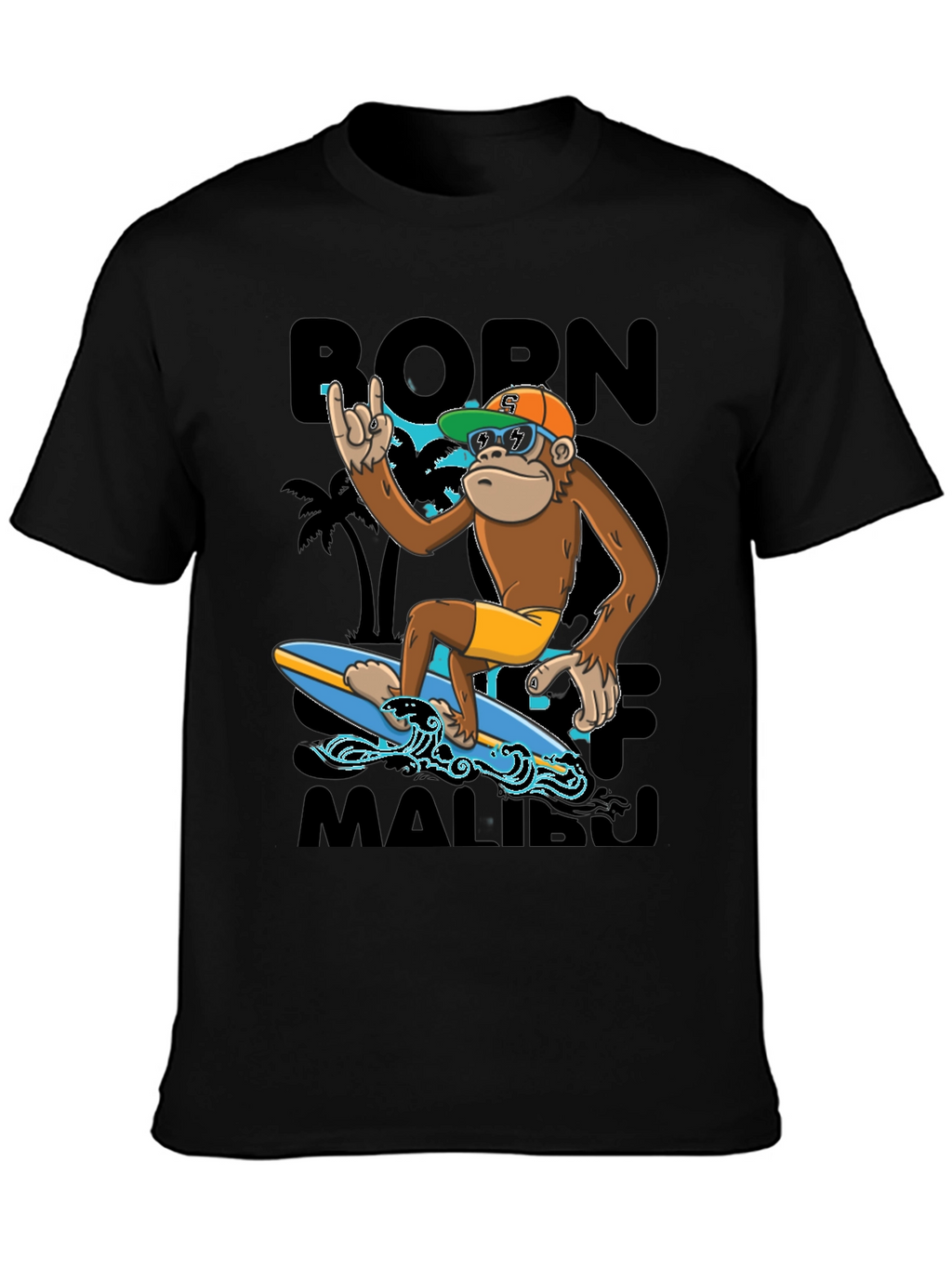 Born To Surf Malibu Monkey Graphic Tee