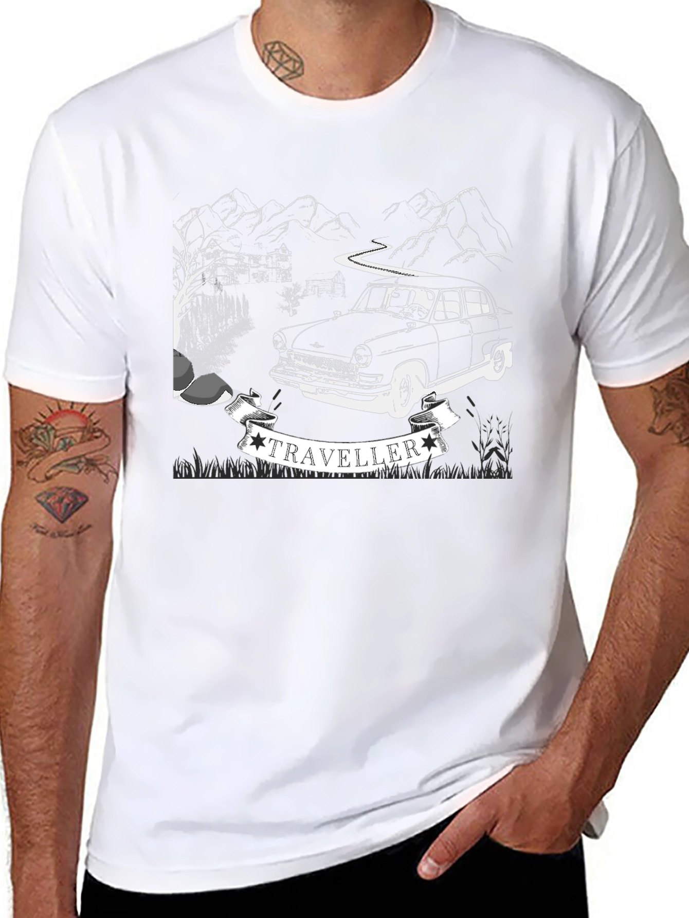 Traveller Car T-Shirt - Retro Adventure