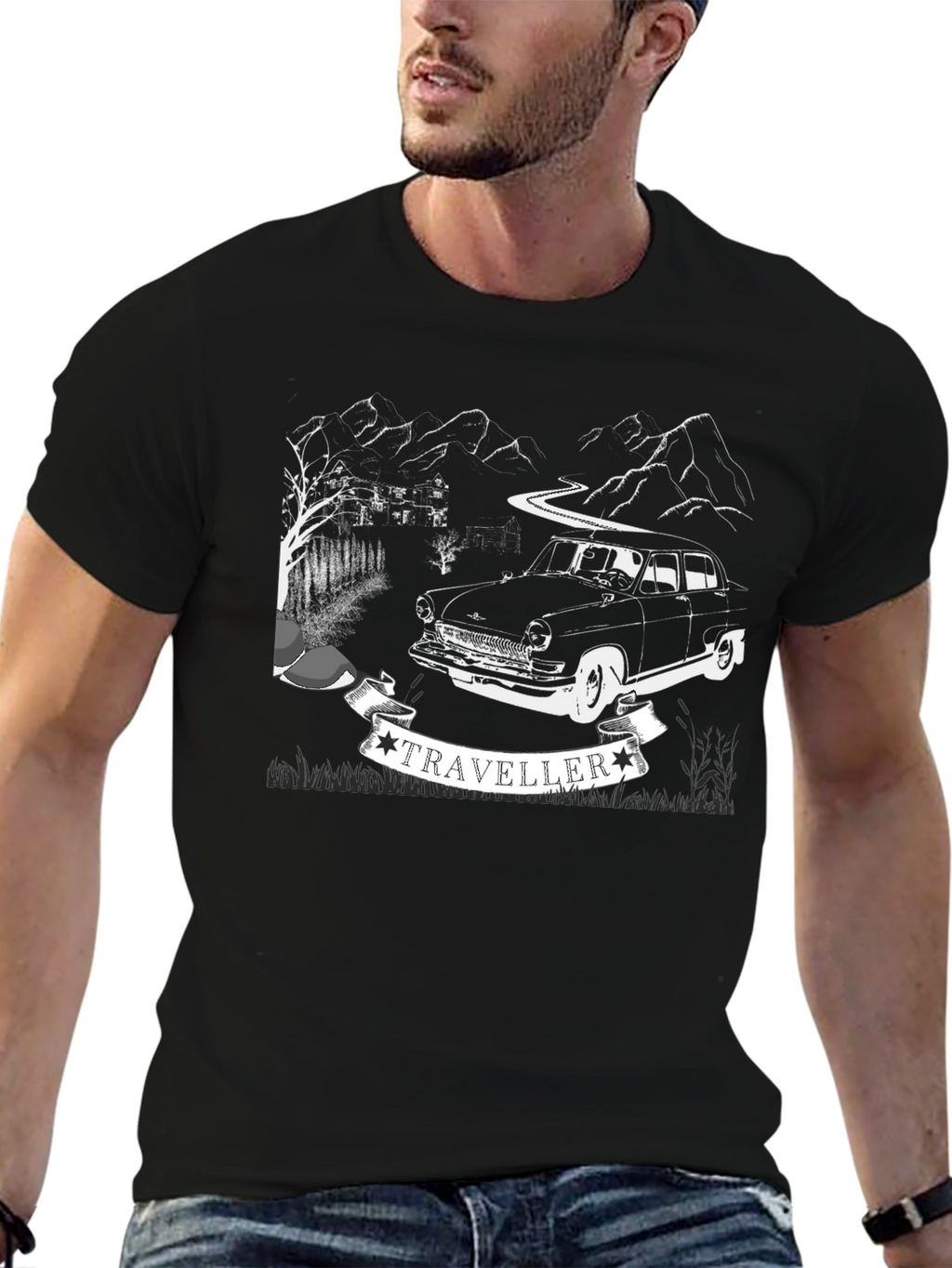 Traveller Car T-Shirt - Retro Adventure