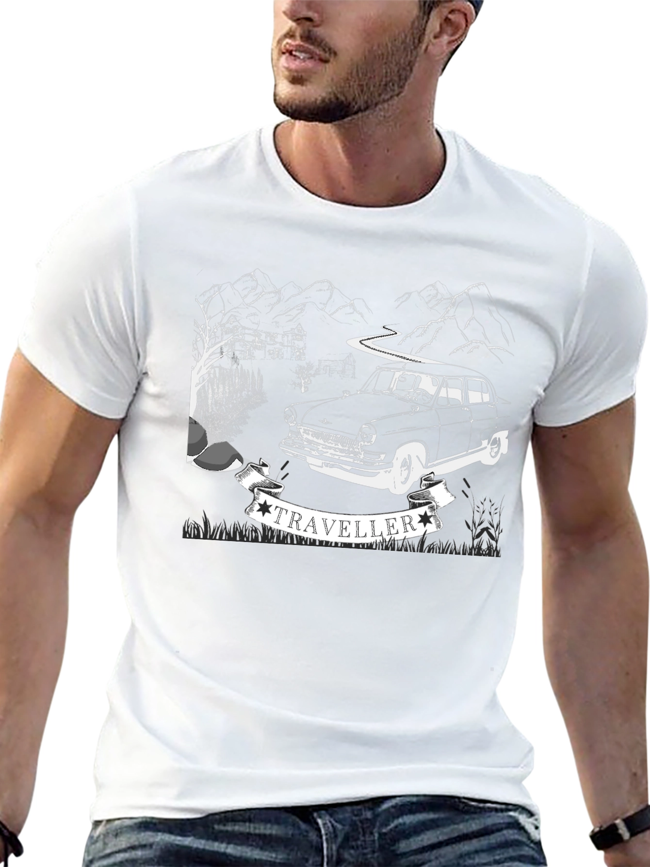 Traveller Car T-Shirt - Retro Adventure