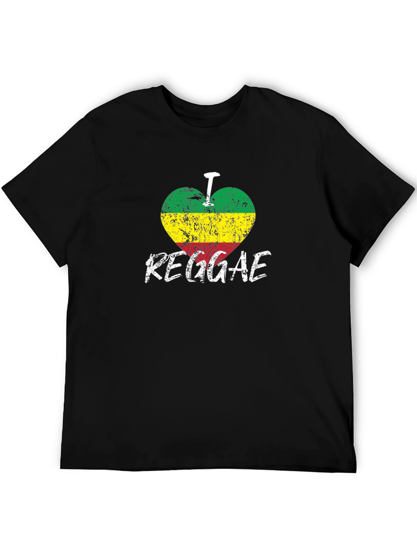 I Love Reggae Black T-Shirt - Rastafarian Colors