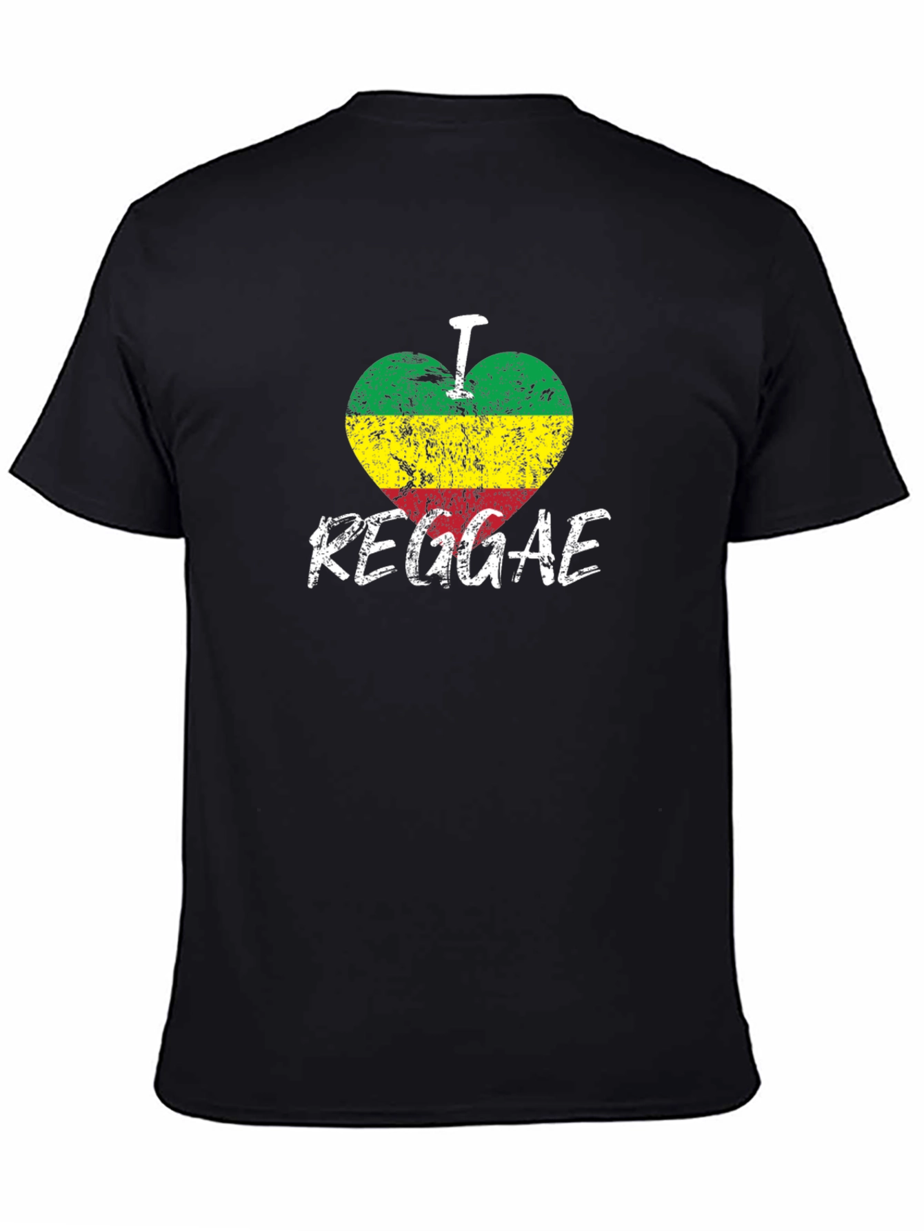 I Love Reggae Black T-Shirt - Rastafarian Colors