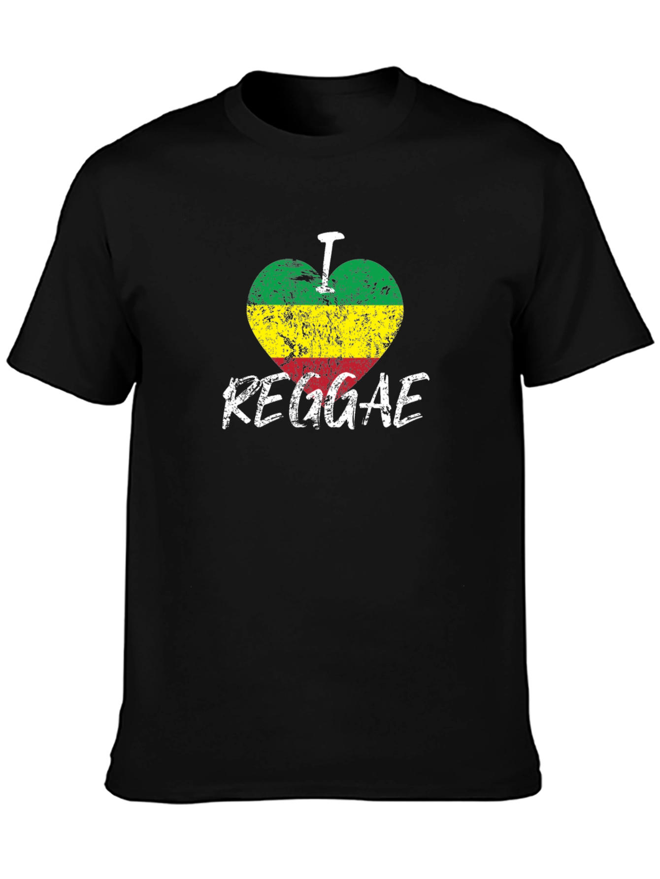 I Love Reggae Black T-Shirt - Rastafarian Colors