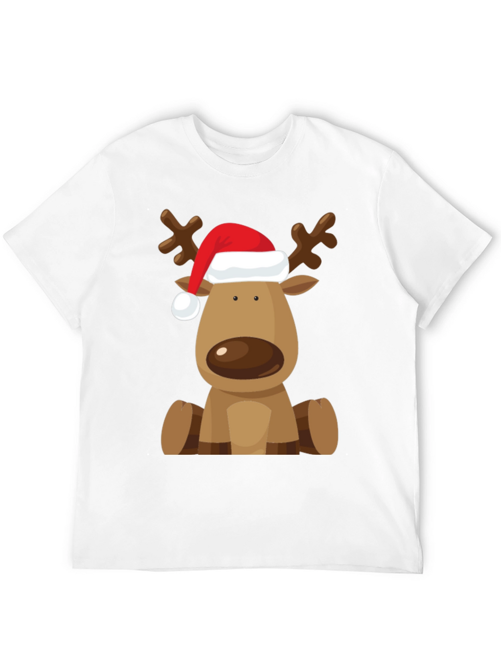 Reindeer Santa Hat Black T-Shirt