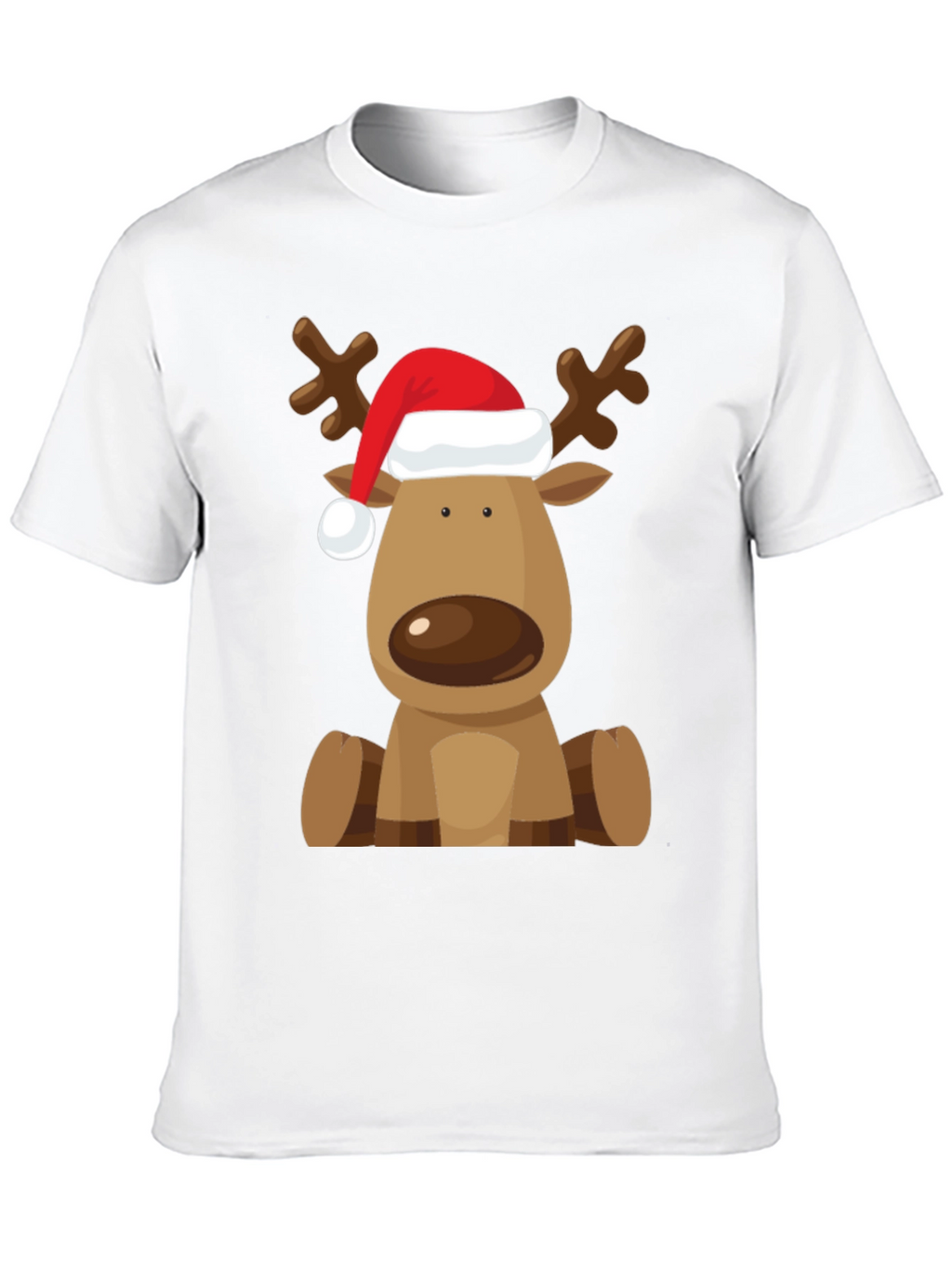Reindeer Santa Hat Black T-Shirt