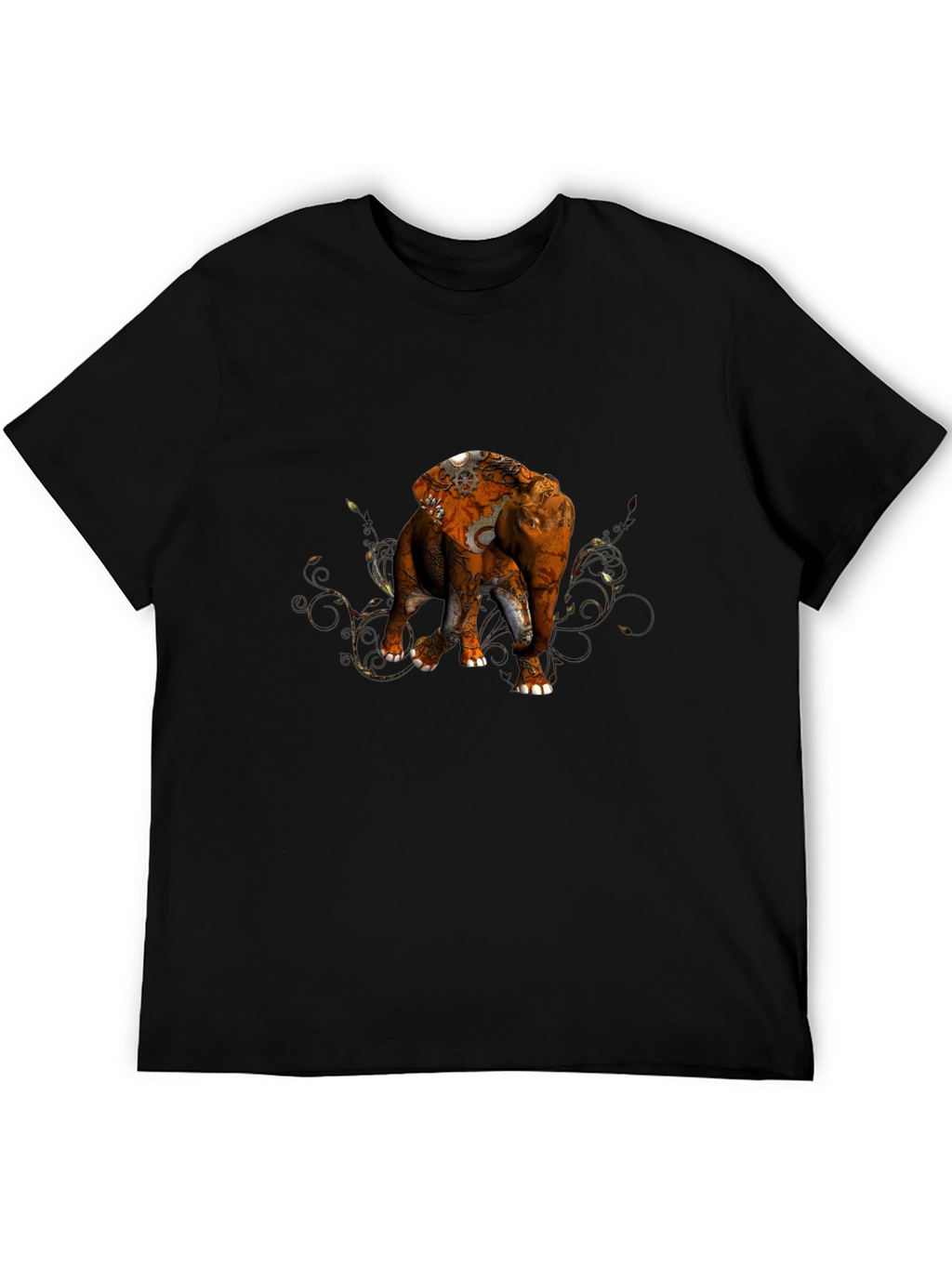 Elephant Steampunk Graphic Black T-Shirt