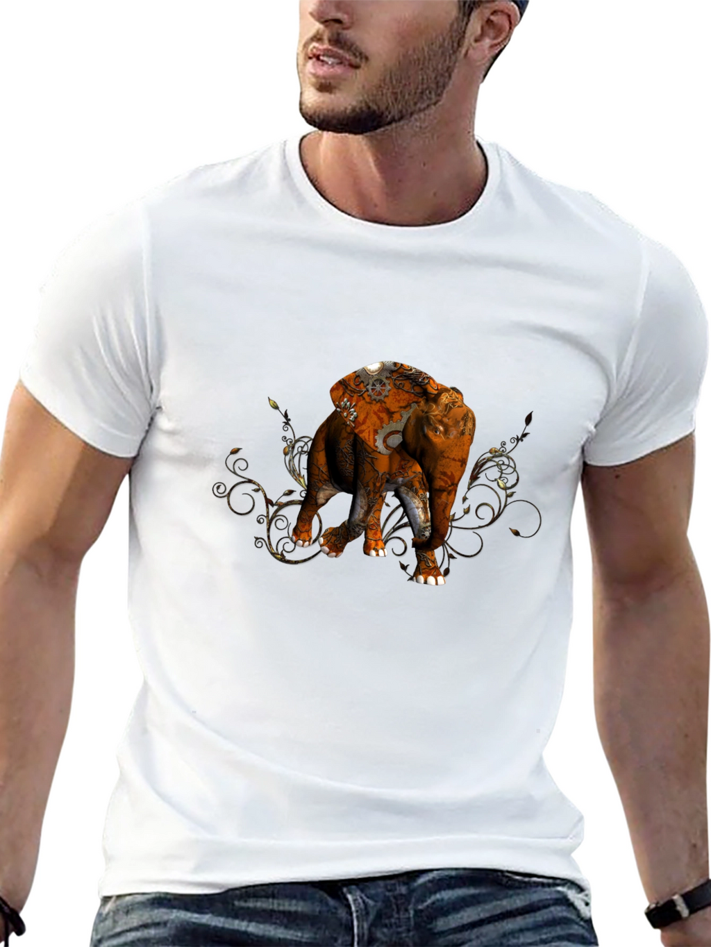 Elephant Steampunk Graphic Black T-Shirt