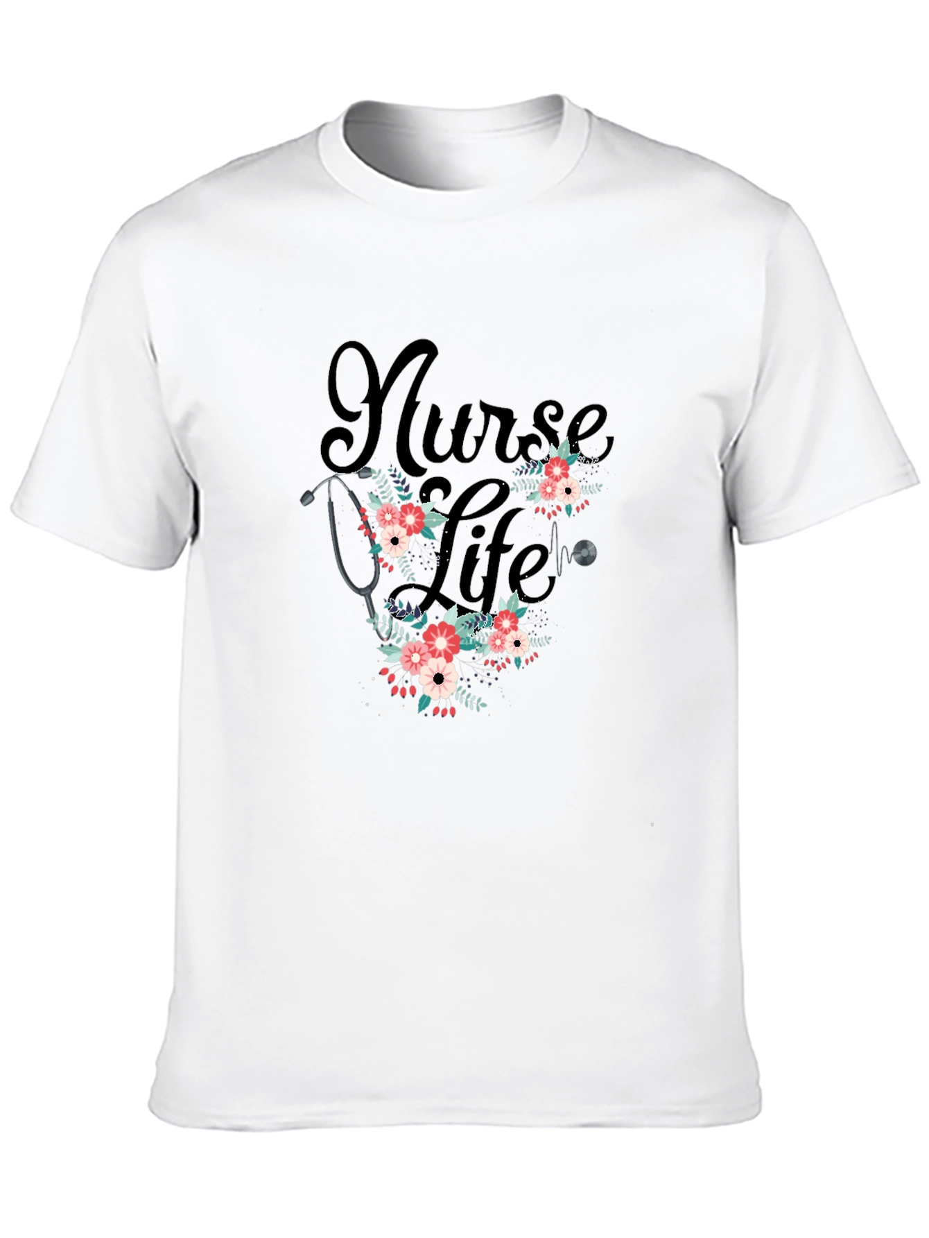Nurse Life Floral Stethoscope T-Shirt