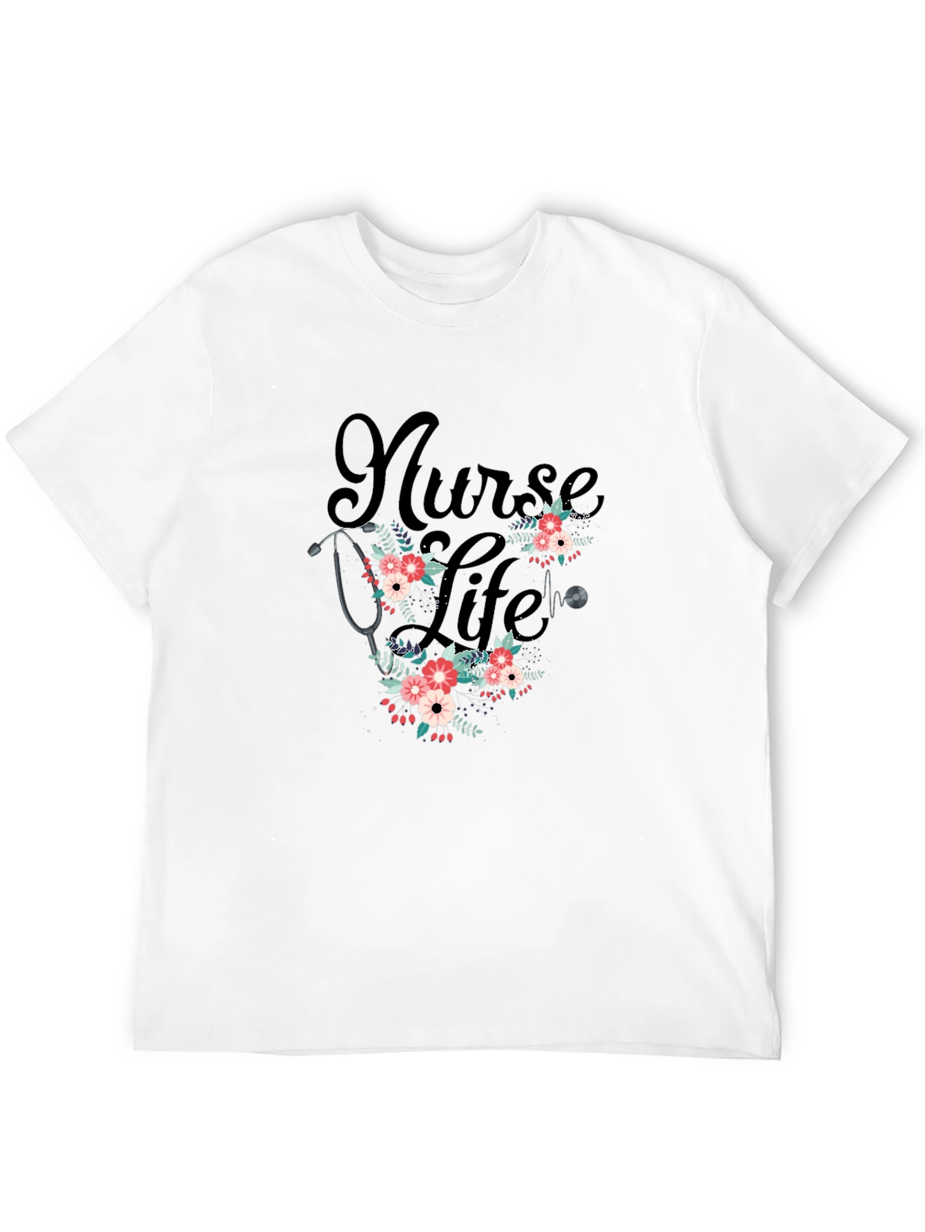 Nurse Life Floral Stethoscope T-Shirt
