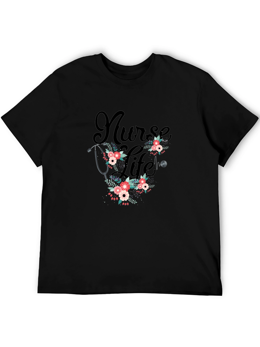 Nurse Life Floral Stethoscope T-Shirt