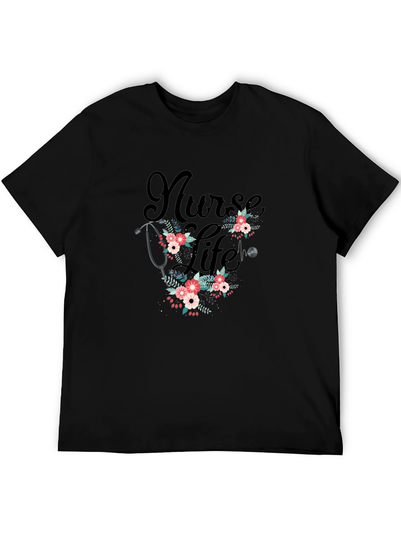 Nurse Life Floral Stethoscope T-Shirt