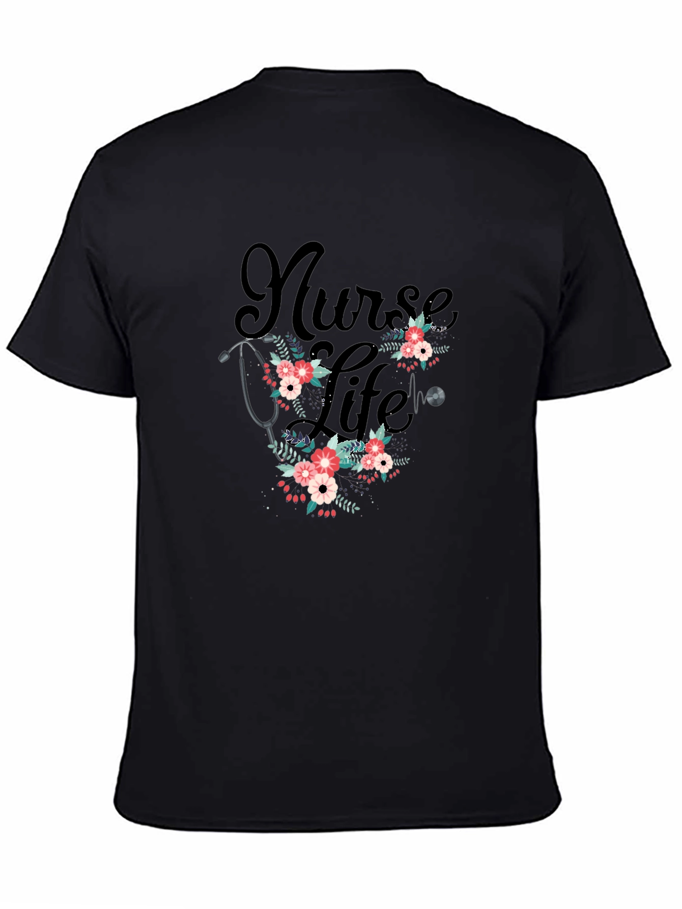Nurse Life Floral Stethoscope T-Shirt