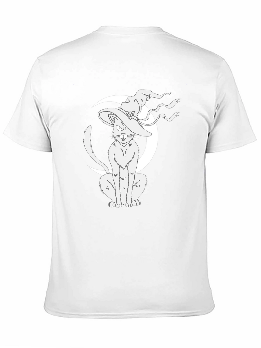 Witch Cat Moon Graphic Tee - Black Cotton T-Shirt