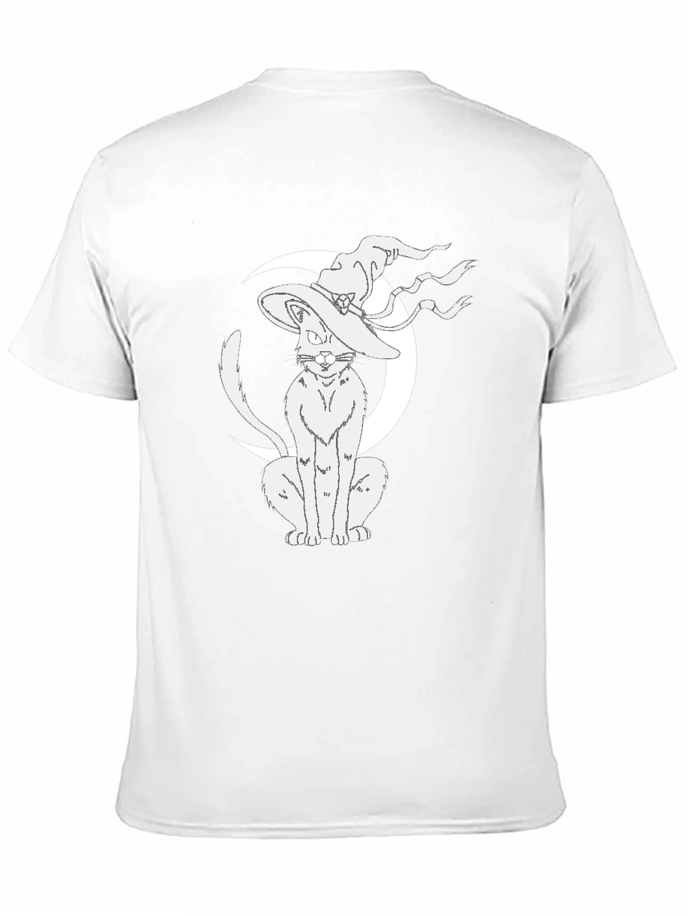 Witch Cat Moon Graphic Tee - Black Cotton T-Shirt