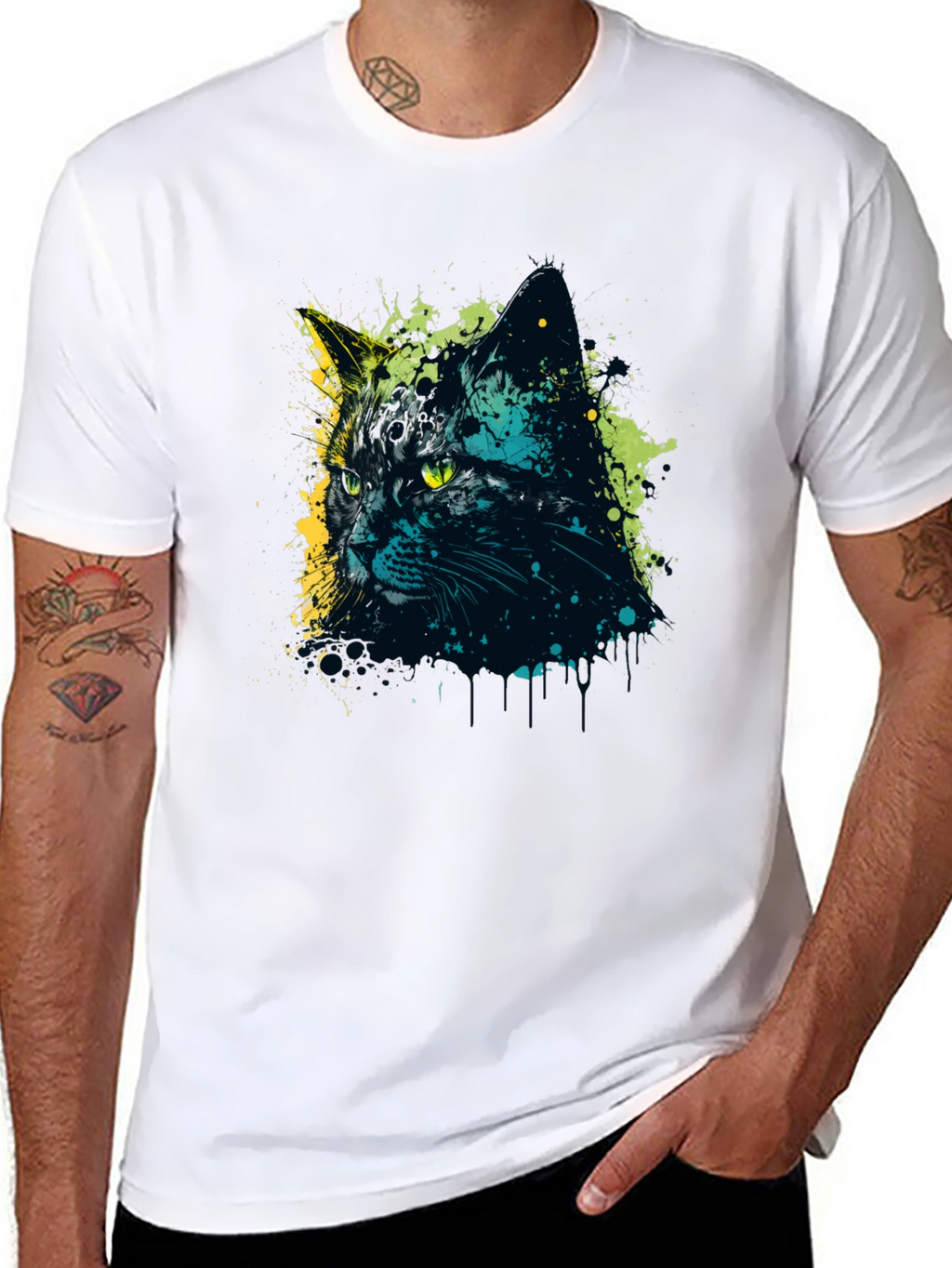Cool Cat Graphic Tee - Mens Black T-Shirt
