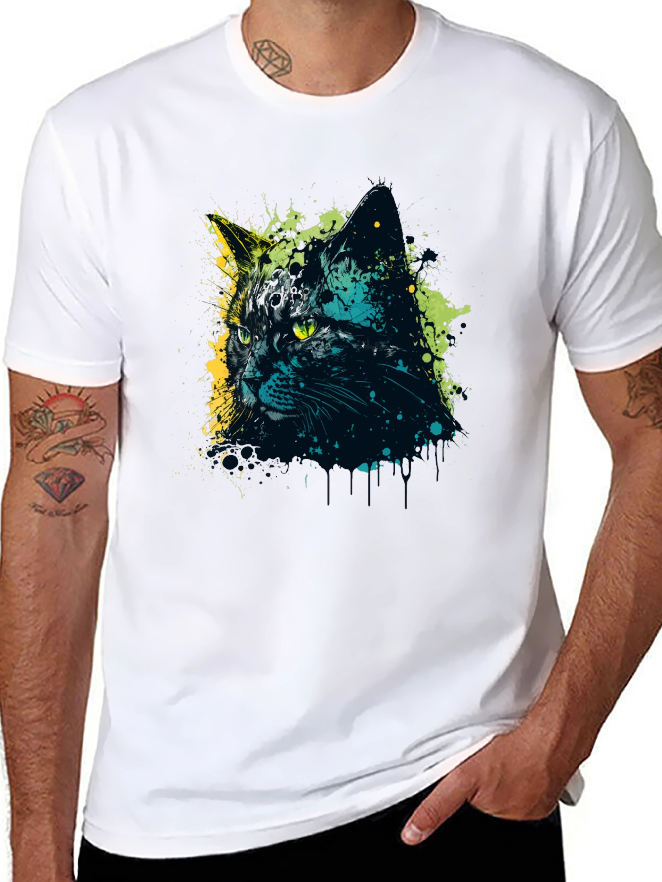 Cool Cat Graphic Tee - Mens Black T-Shirt